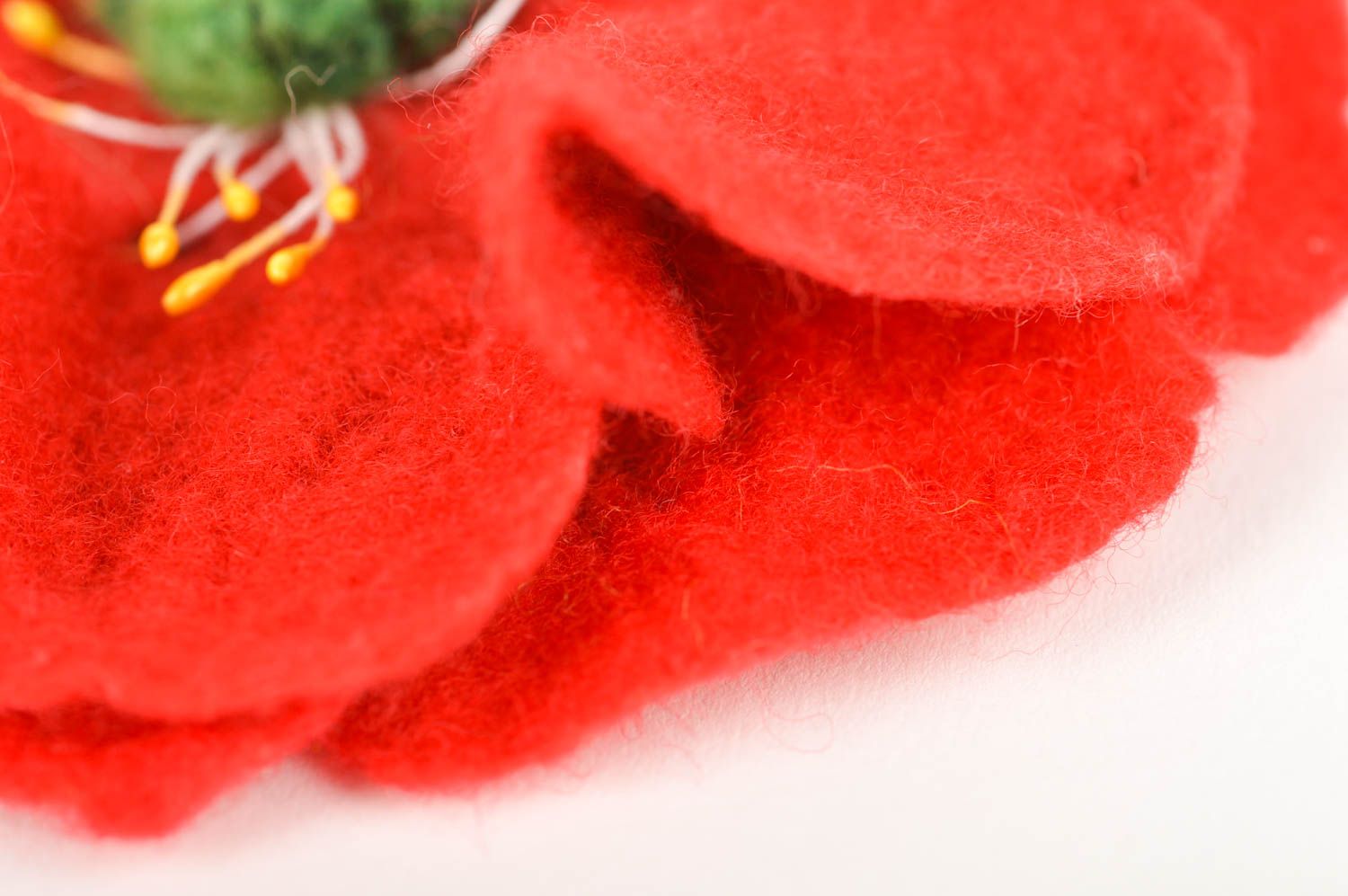 Handmade Haarschmuck Blume Brosche Modeschmuck Geschenk für Frau rote Mohnblume foto 4