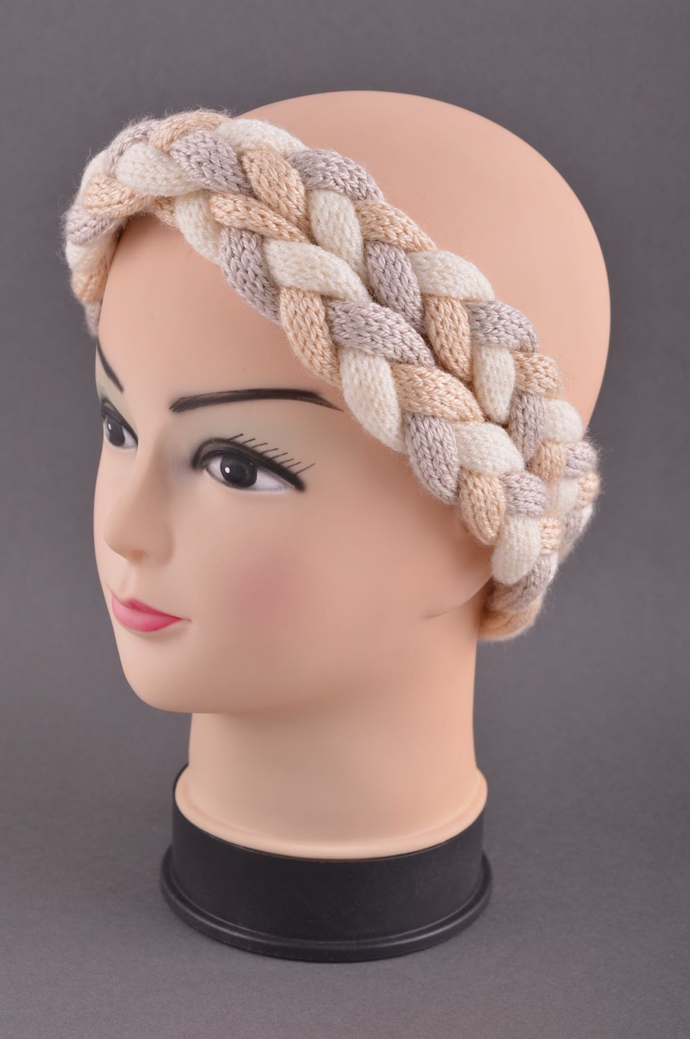 Аксессуар для волос хэнд мэйд повязка на голову ободок на голову светлый  фото 1