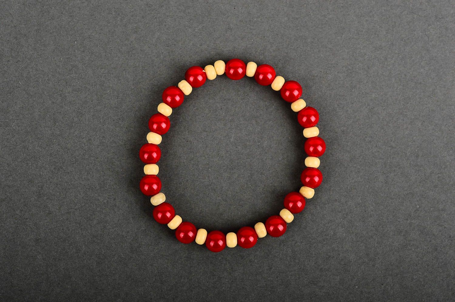 Handmade unusual bracelet beaded summer jewelry female wooden bracelet photo 1
