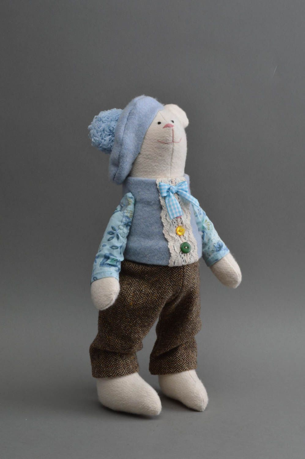 Oso de peluche artesanal juguete de tela natural regalo original para niño foto 2