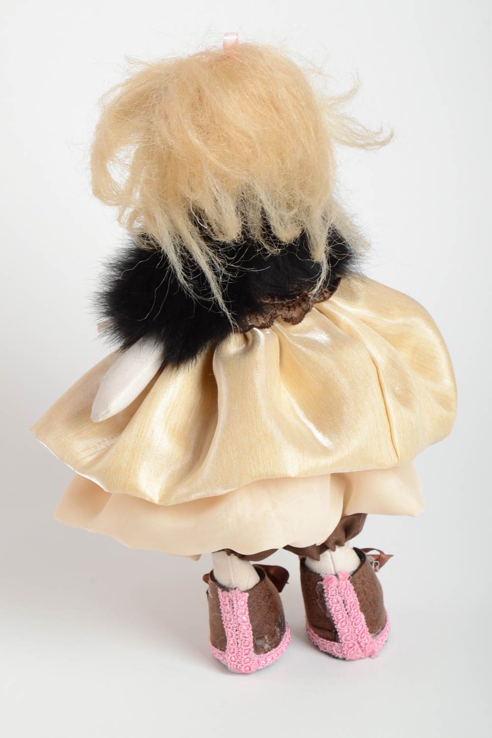 Designer Puppe handgemacht im Pelzmantel schöne Dekoration Geschenk für Freundin foto 4