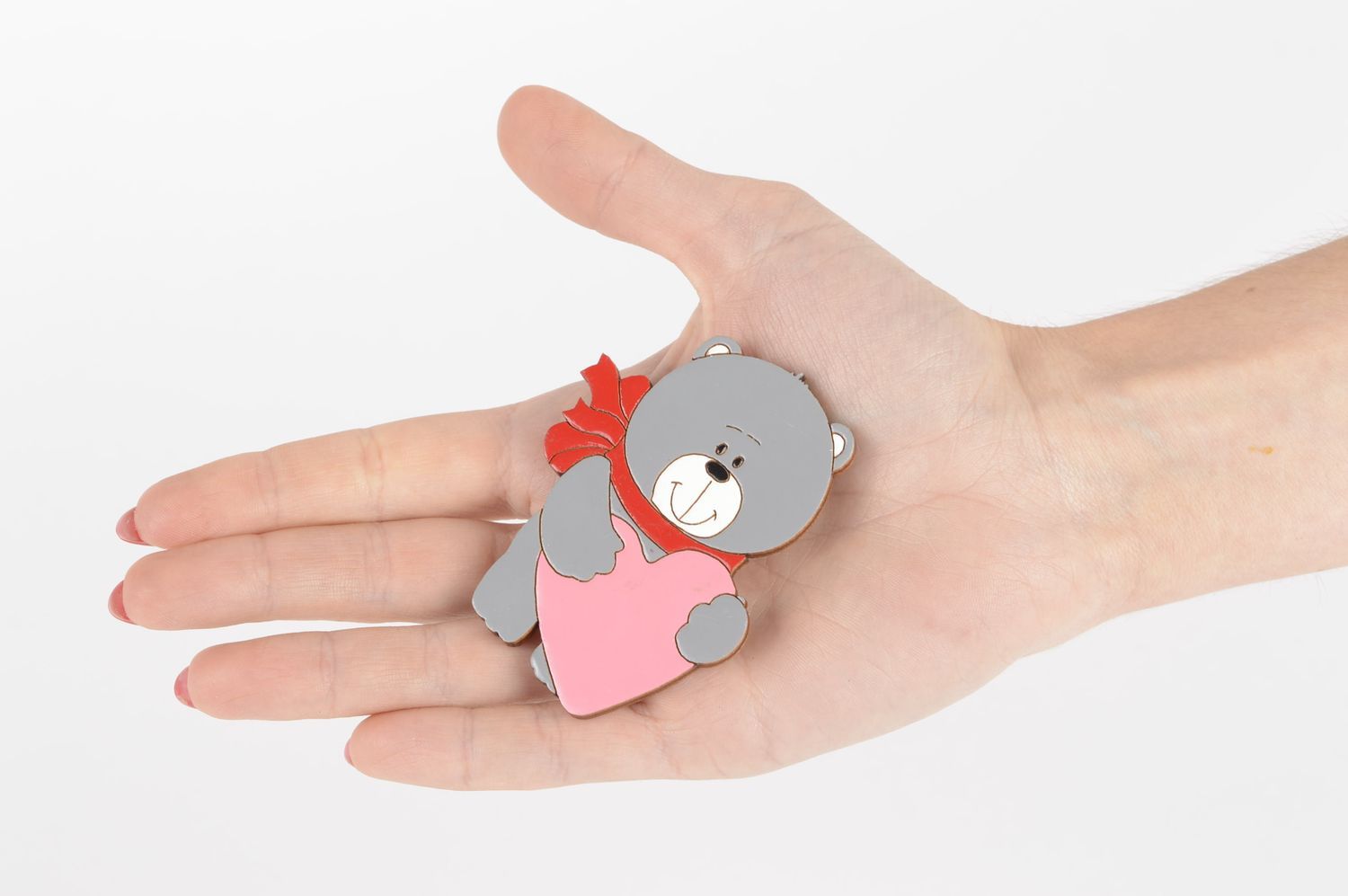 Handmade cute designer souvenir magnet for St Valentine wooden fridge magnet photo 5