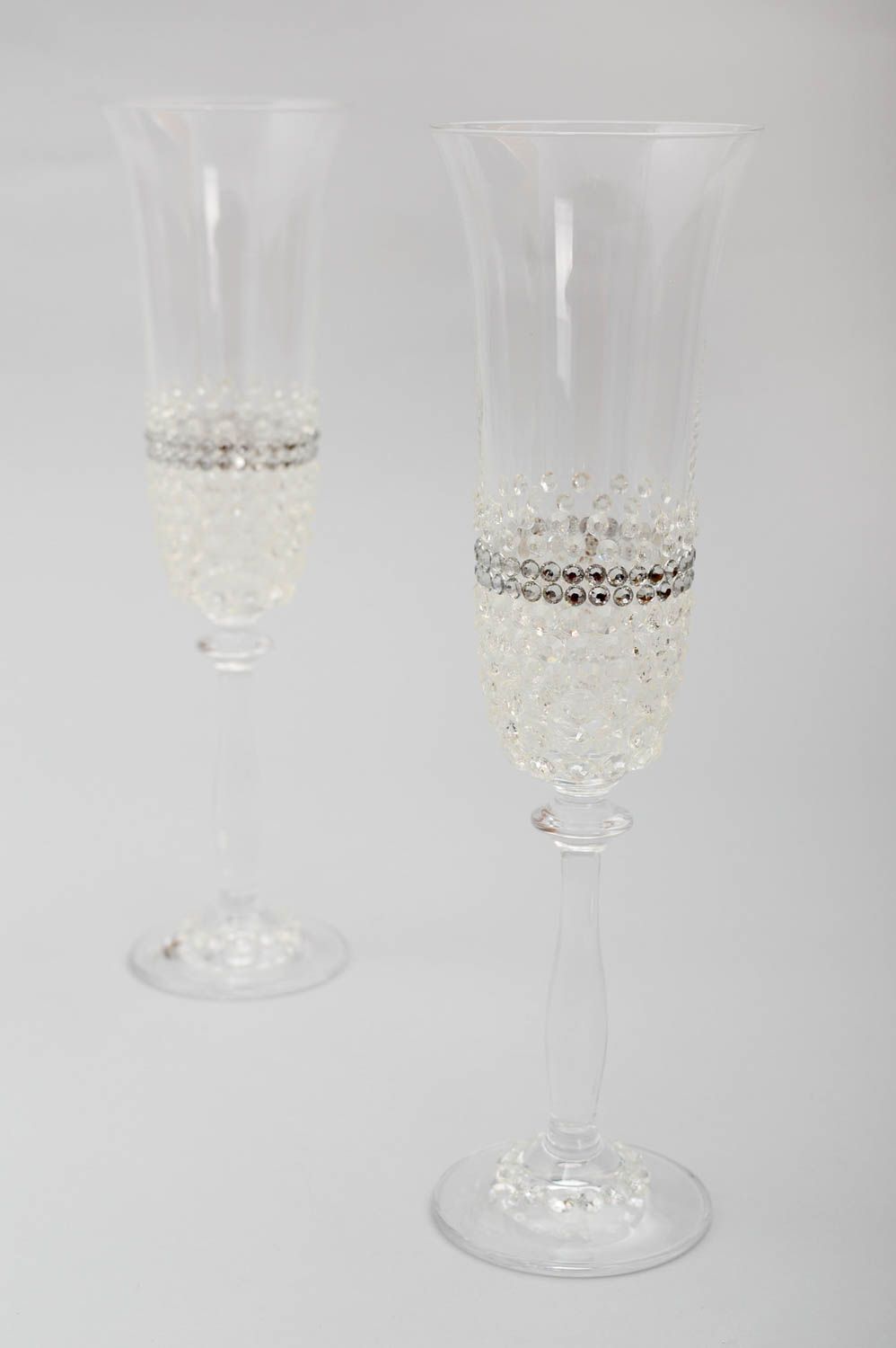 Handmade wedding glasses elegant wedding accessories 2 beautiful glasses photo 2