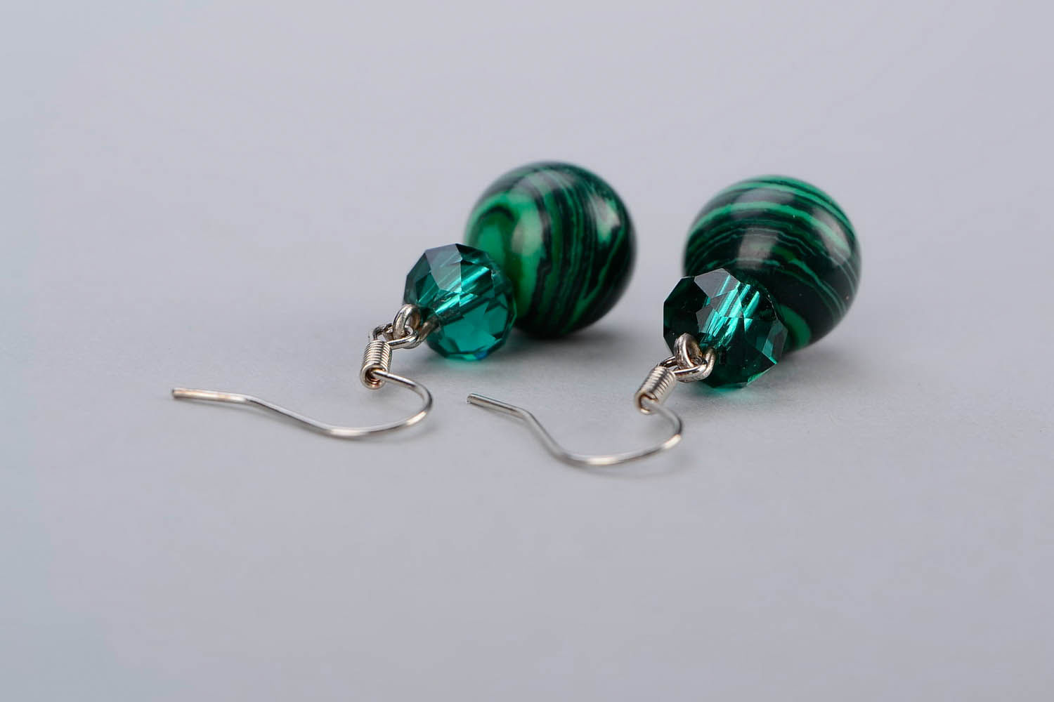 Earrings with malachite and crystal photo 5