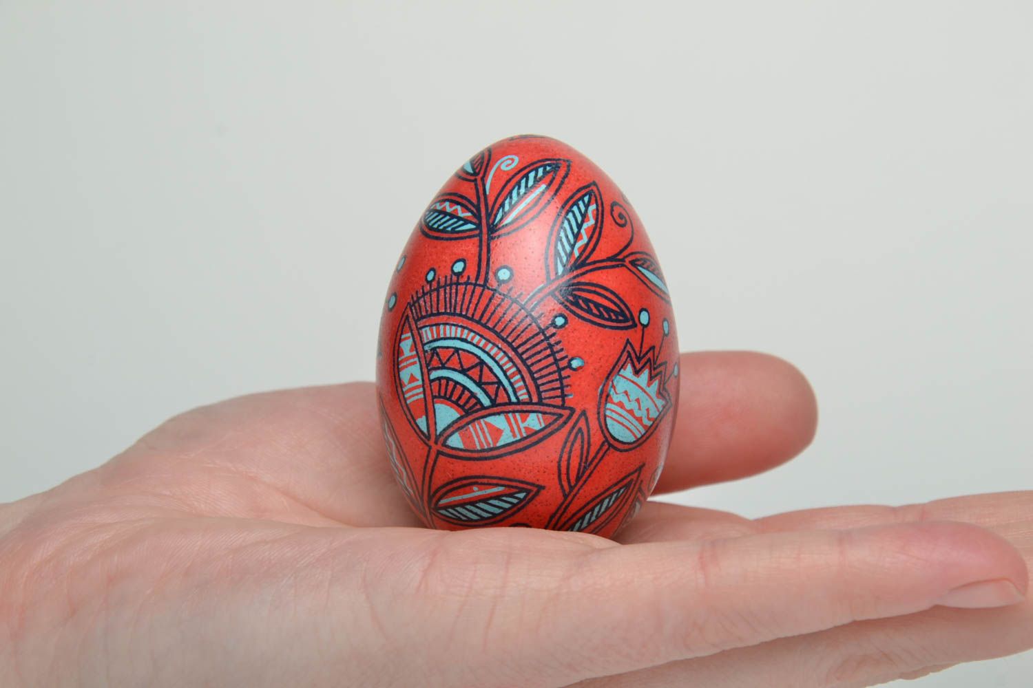 Déco œuf de Pâques peint de poule ornement Fleurs fait main style ethnique photo 5