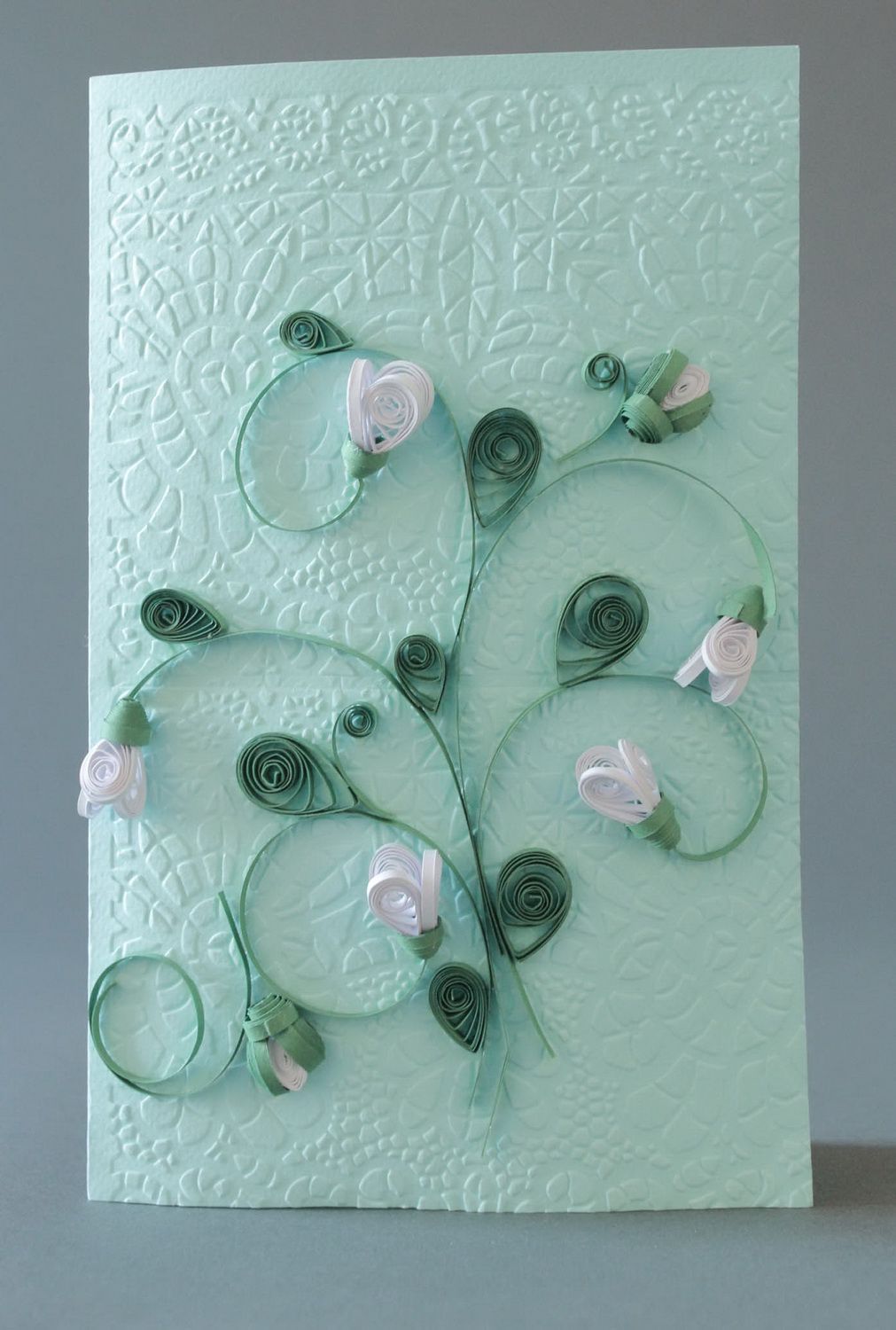 Handmade card made with quilling method photo 1