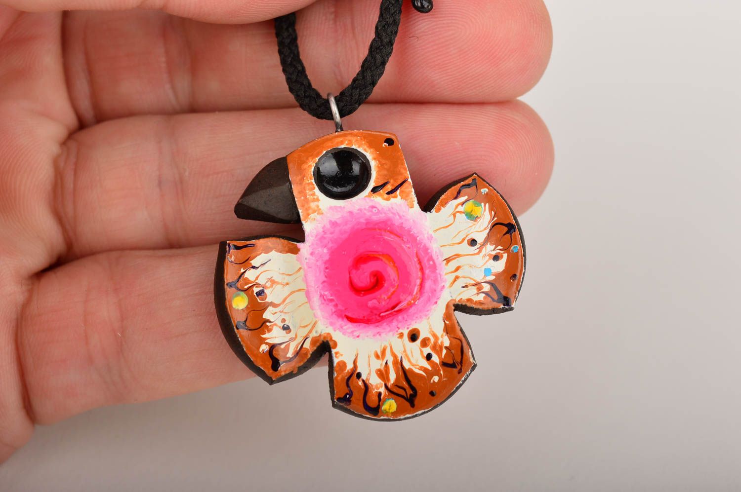 Handmade pendant designer accessory for girls gift for her clay jewelry photo 1