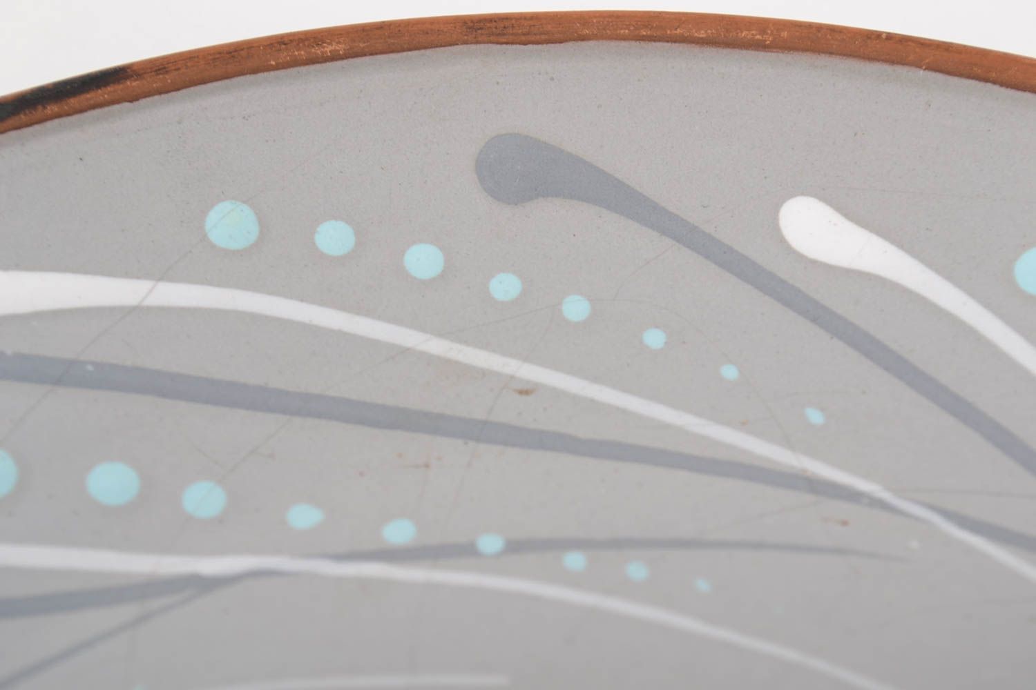 Керамическая тарелка ручной работы глиняная посуда расписная тарелка красивая фото 3
