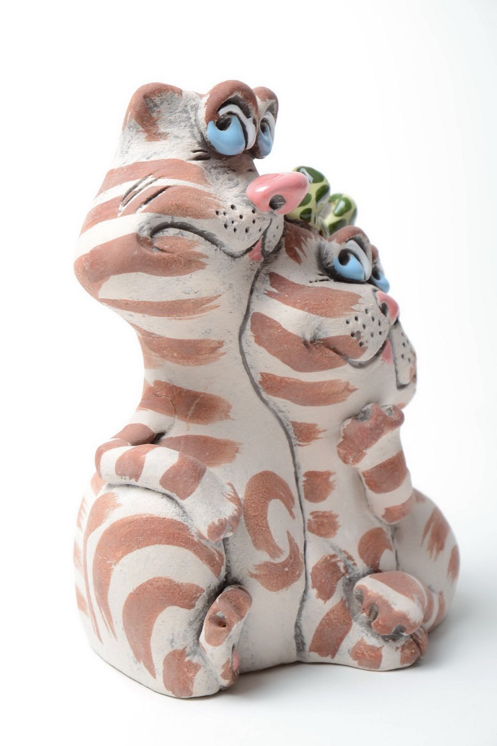 Schöne handmade Spardose Katzen aus Halbporzellan mit Pigmenten bemalt foto 5