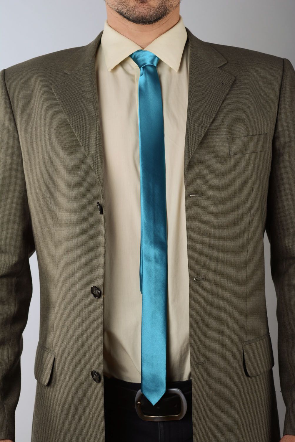 Cravate en gabardine bleu clair faite main photo 1