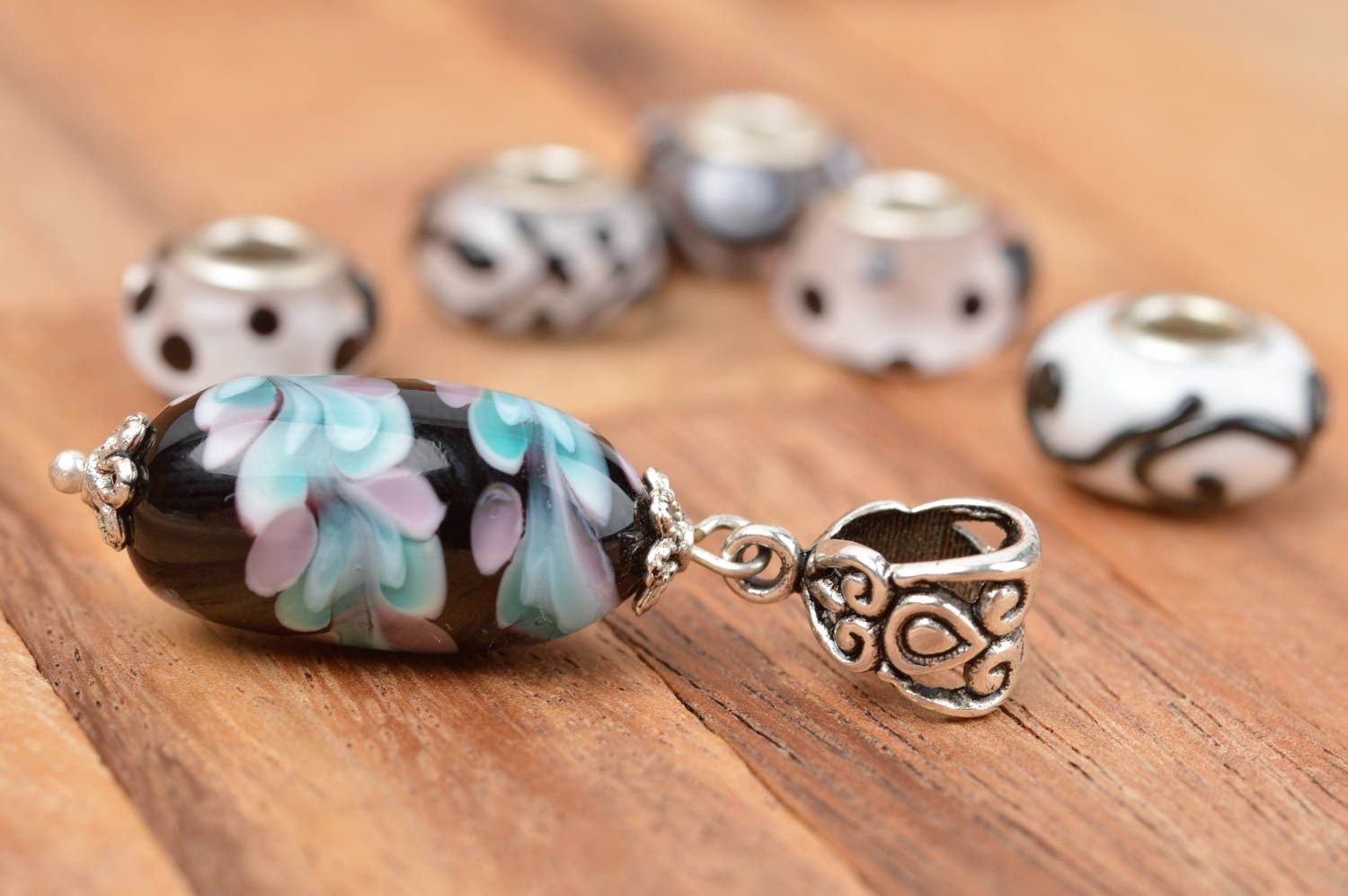 Handmade elegant glass pendant designer female pendant cute gift for her photo 1