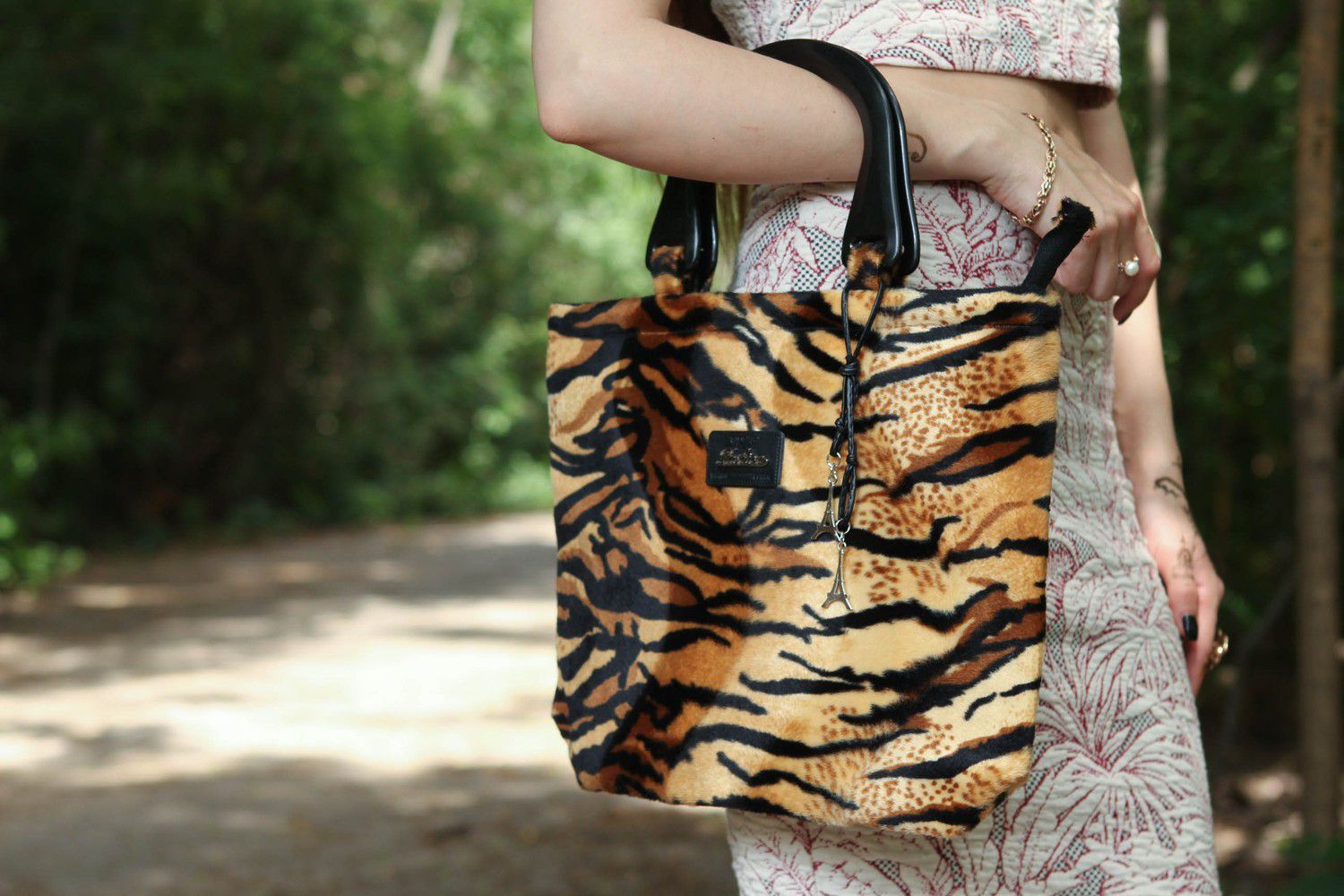 Handmade bag with artificial fur, animal print photo 4