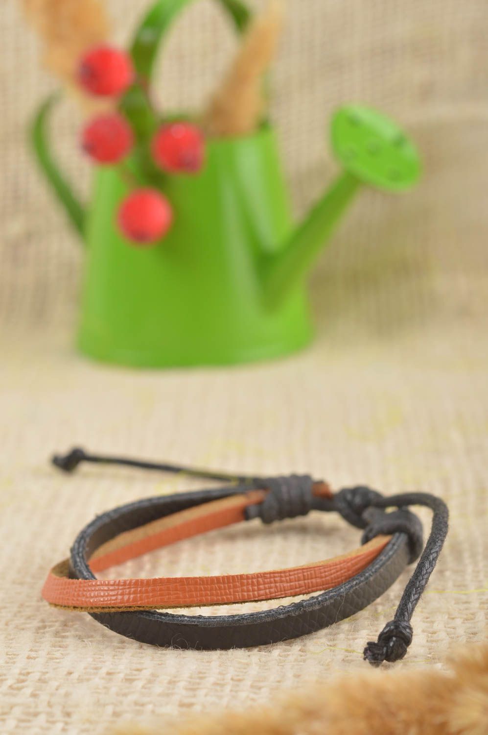 Beautiful handmade leather wrist bracelet fashion trends leather goods photo 5