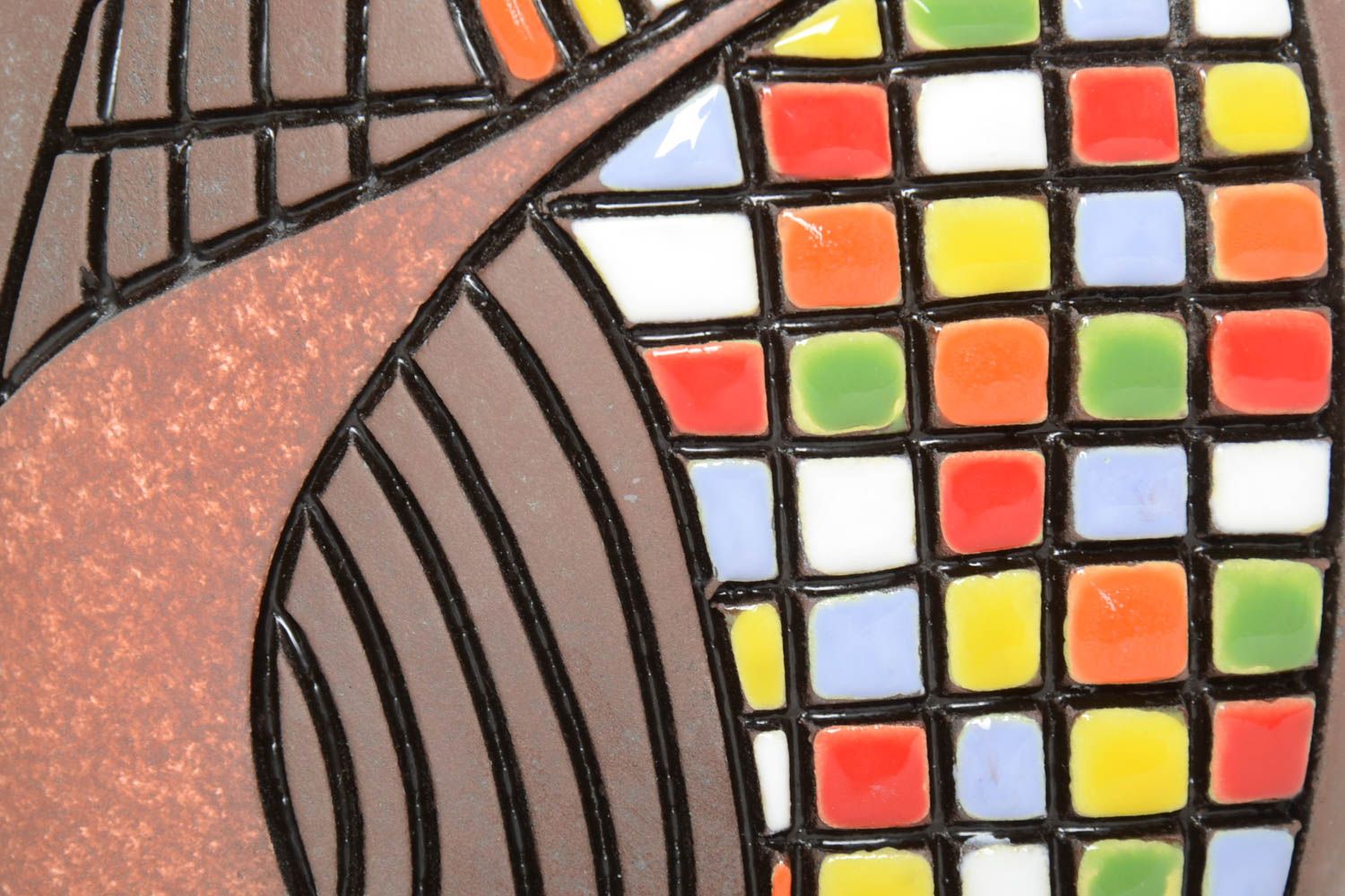 Сувенир ручной работы керамическая ваза для цветов декор интерьера радуга фото 3