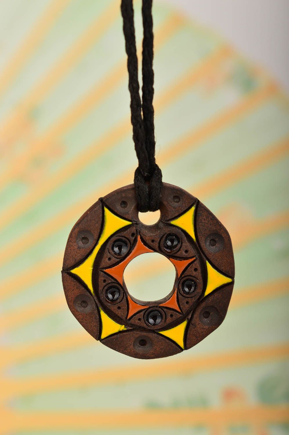 Handmade pendant designer accessory clay pendant for women unusual gift ideas photo 1
