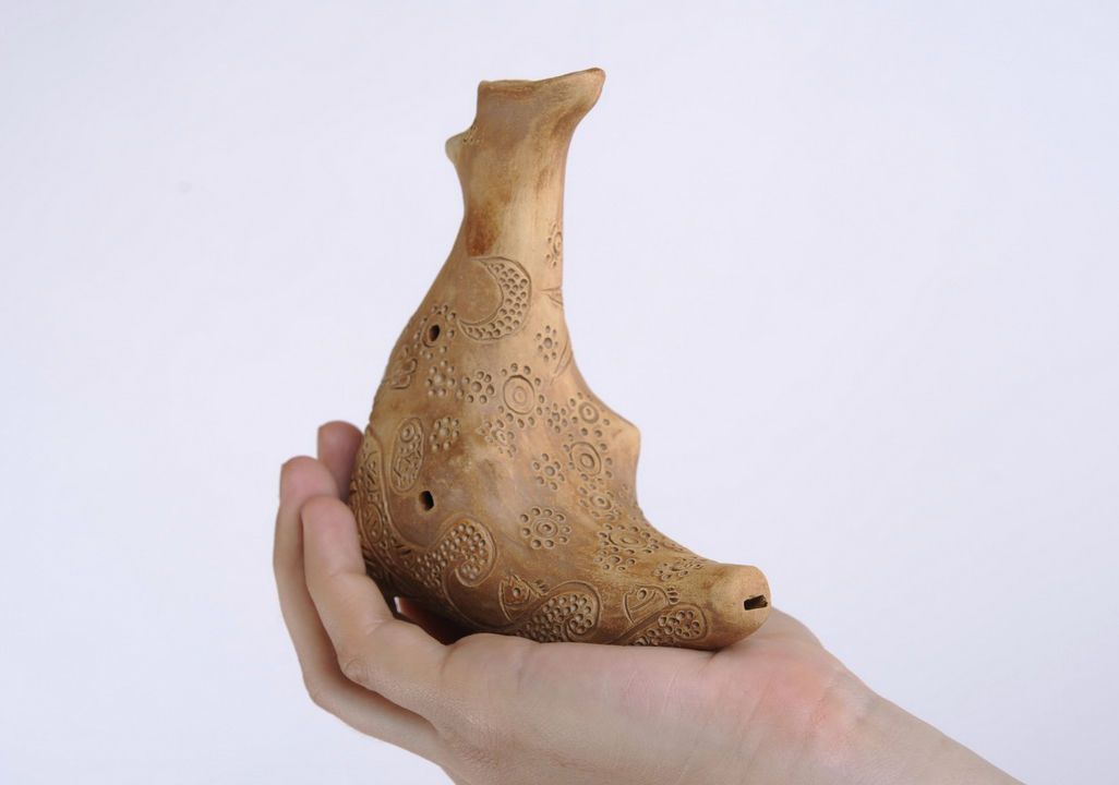 Sifflet en céramique modelé de l'argile Oiseau  photo 5