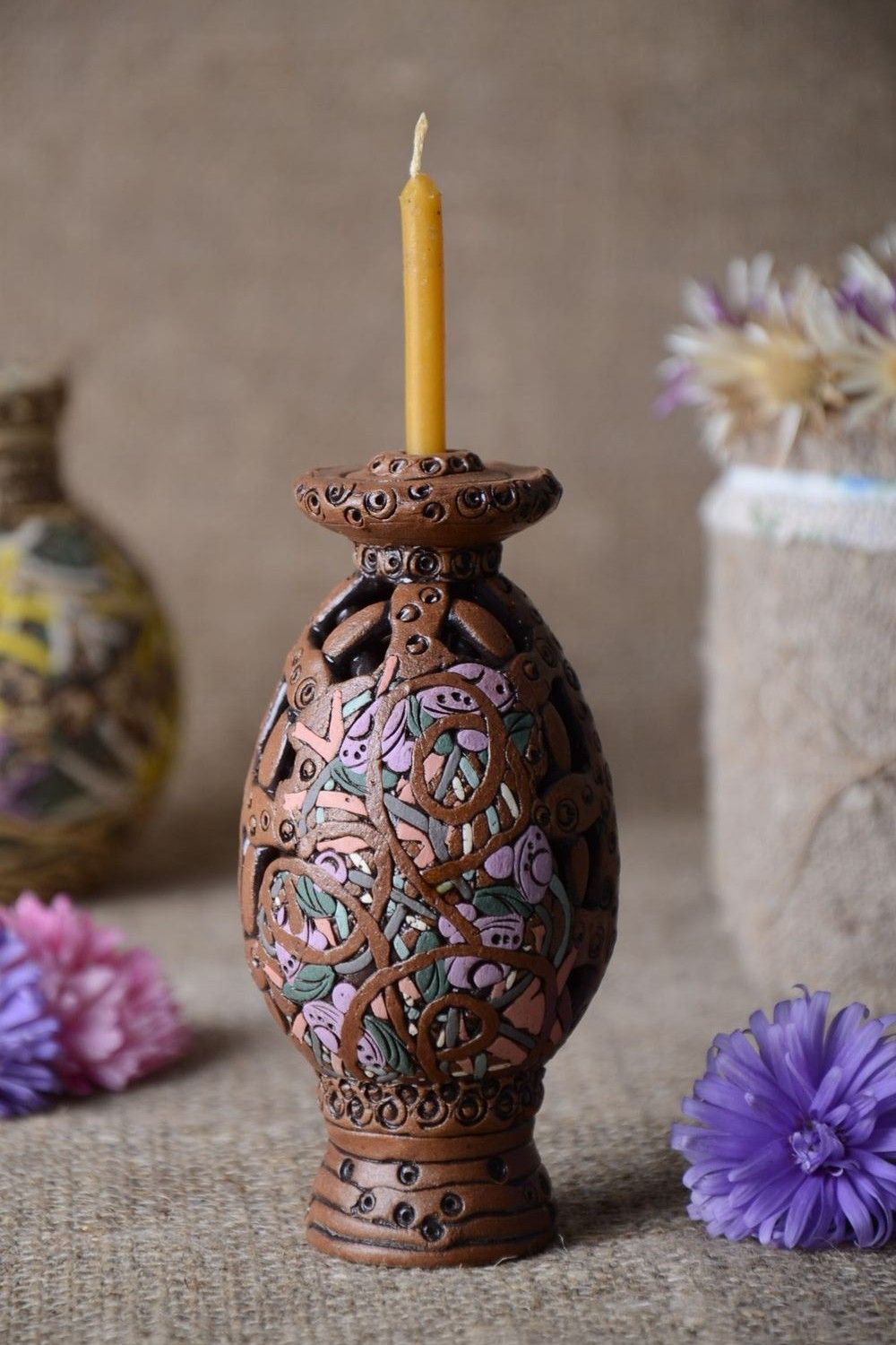 Portavelas de cerámica artesanal regalo original para amigo elemento decorativo foto 1