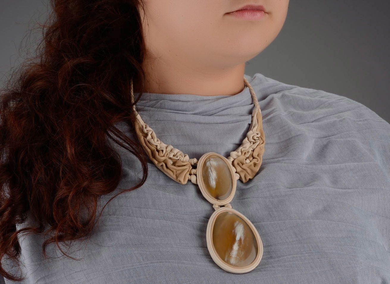 Necklace made of leather and horn photo 4