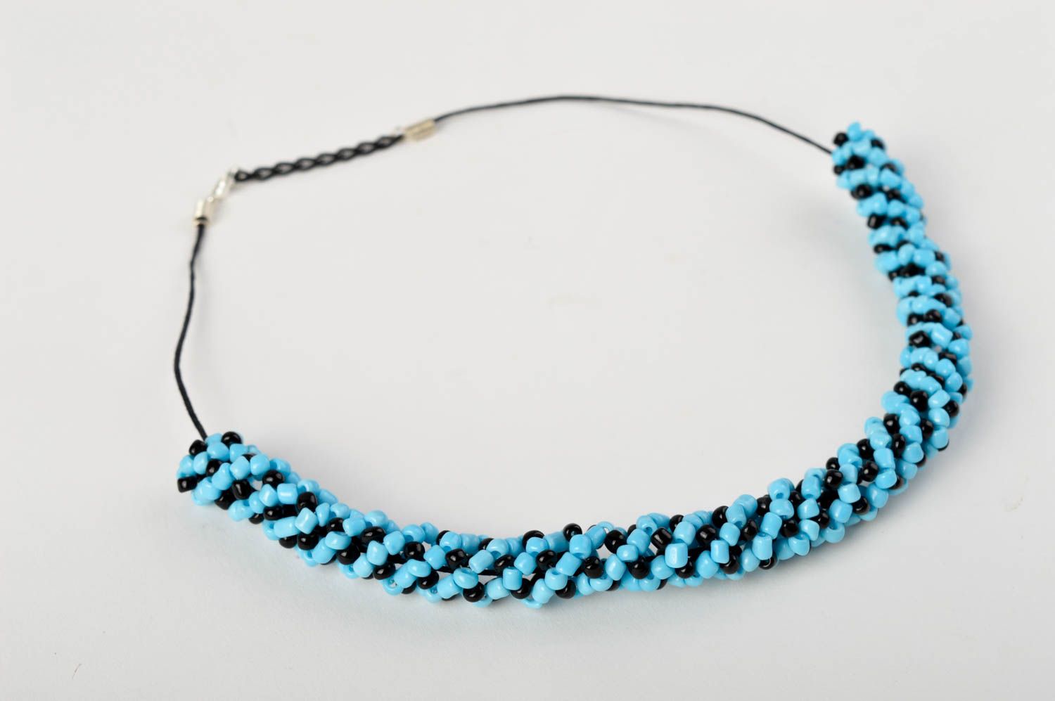Beautiful handmade woven bead necklace beaded cord necklace bead weaving photo 2