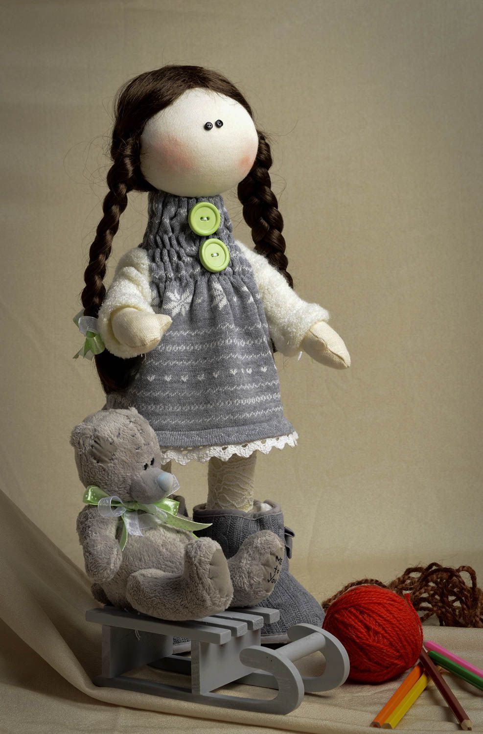 Кукла ручной работы кукла из ткани авторская в платье мягкая кукла красивая фото 5