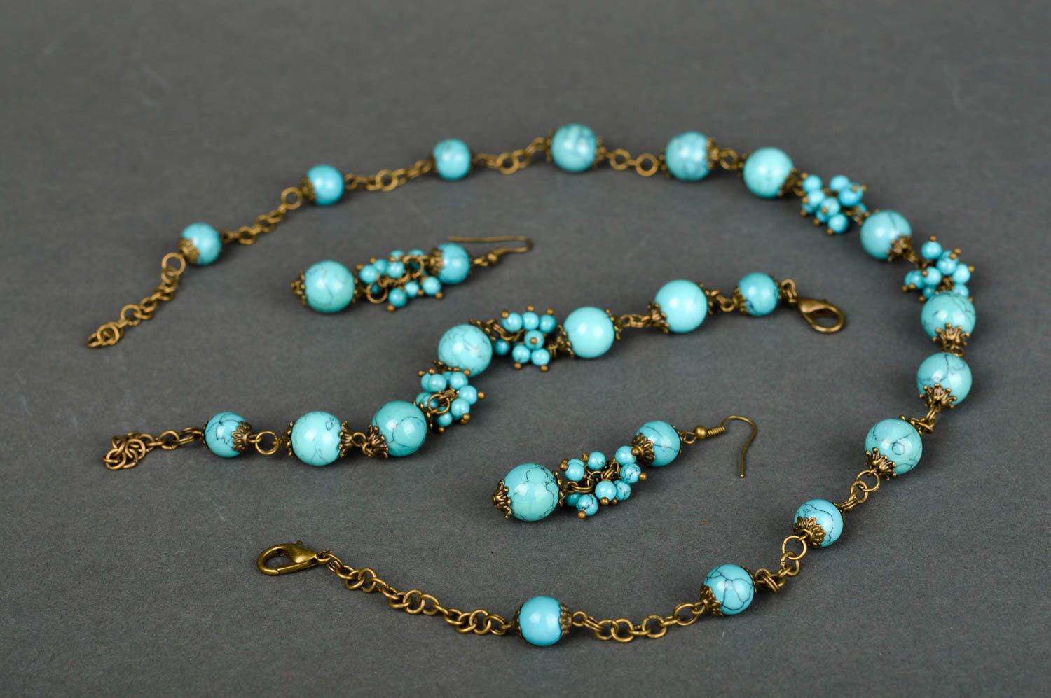 Handmade beaded earrings bracelet designs bead necklace cool jewelry set photo 2