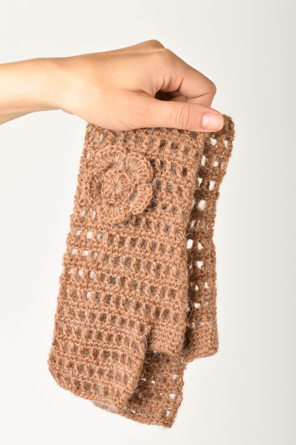 Mitaines tricotées faites main Gants sans doigts au crochet Accessoire femme photo 3
