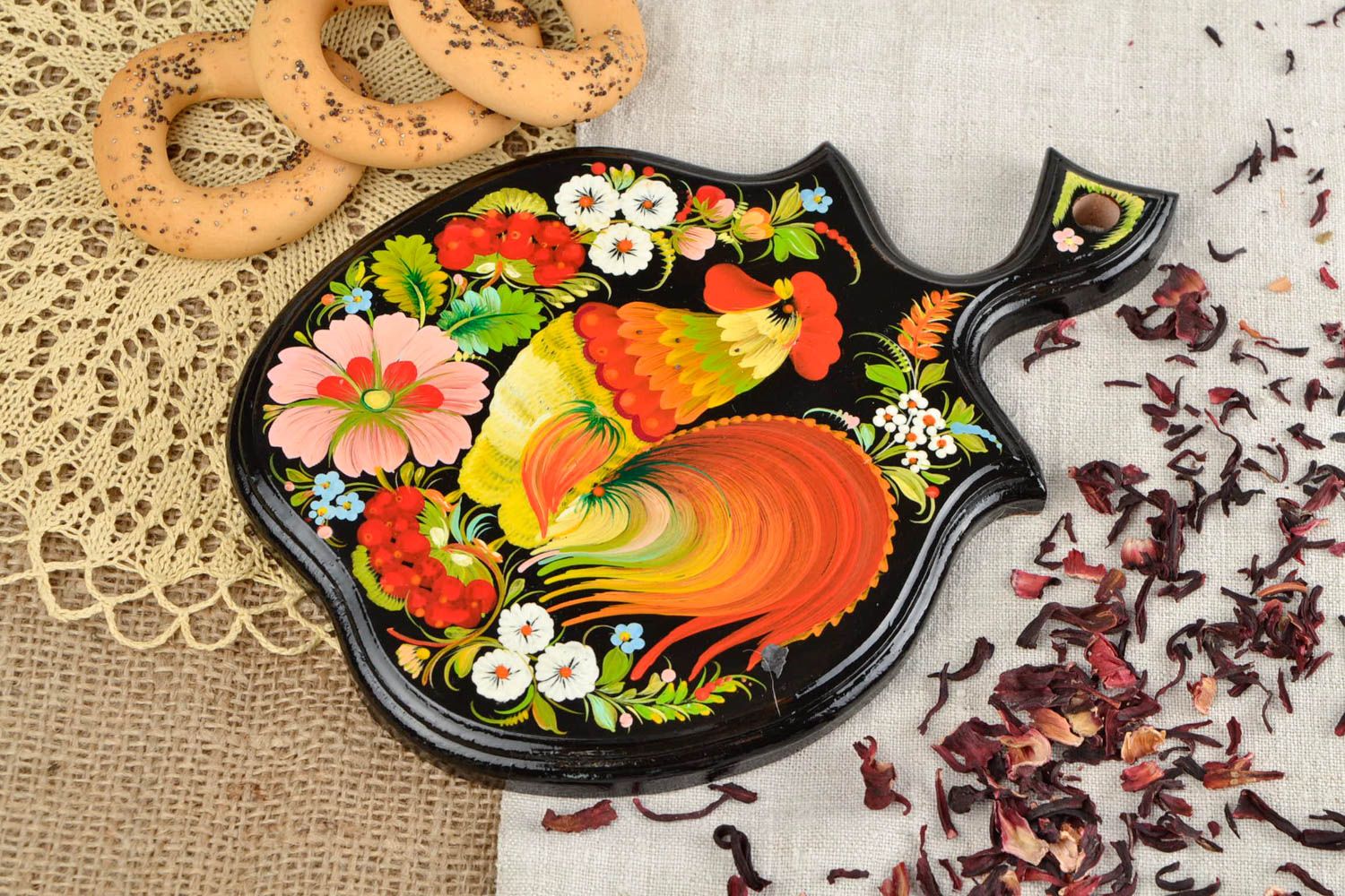 Painted cuttings board handmade chopping board wooden tableware kitchen decor photo 1