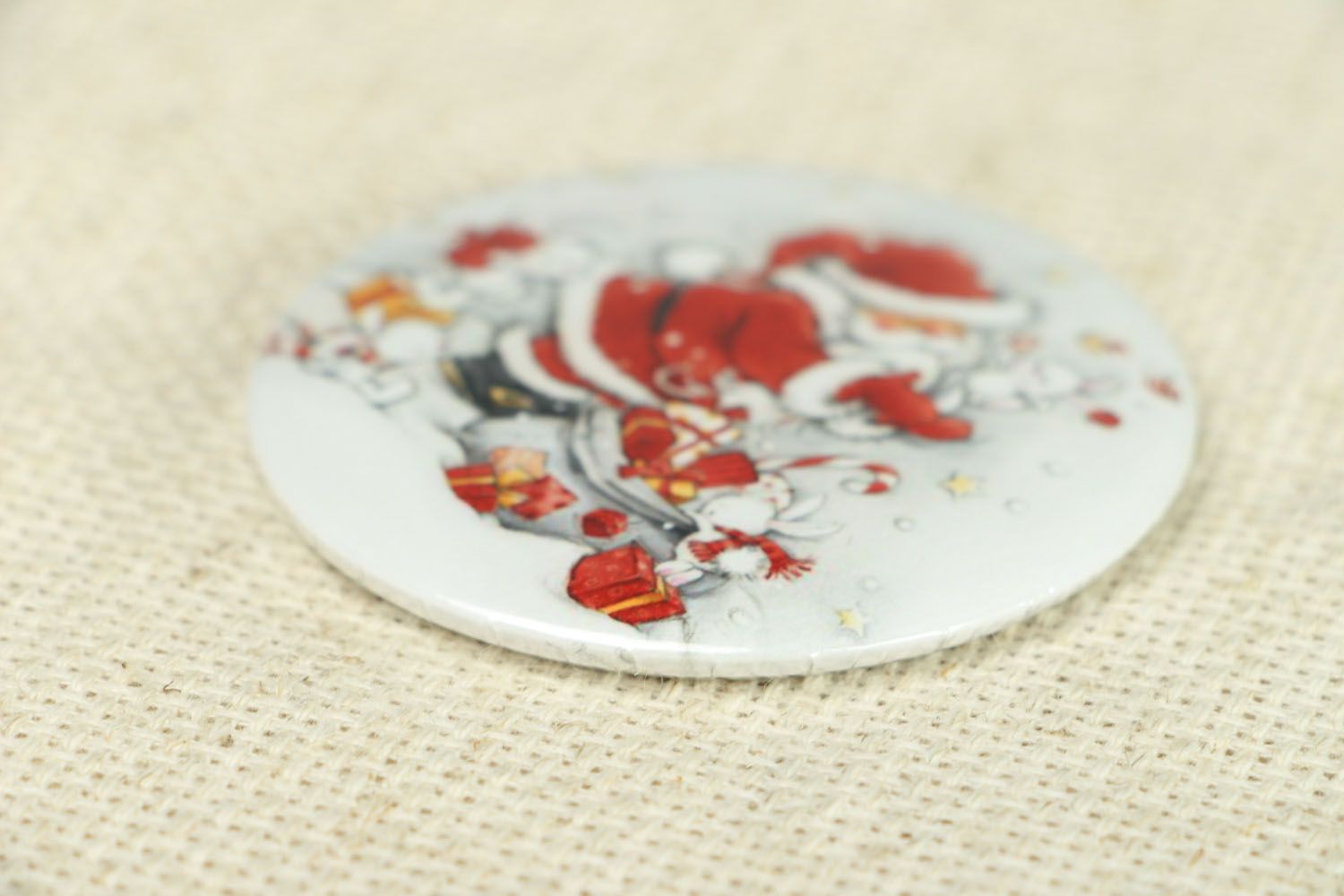 Pocket mirror with New Year's print photo 2