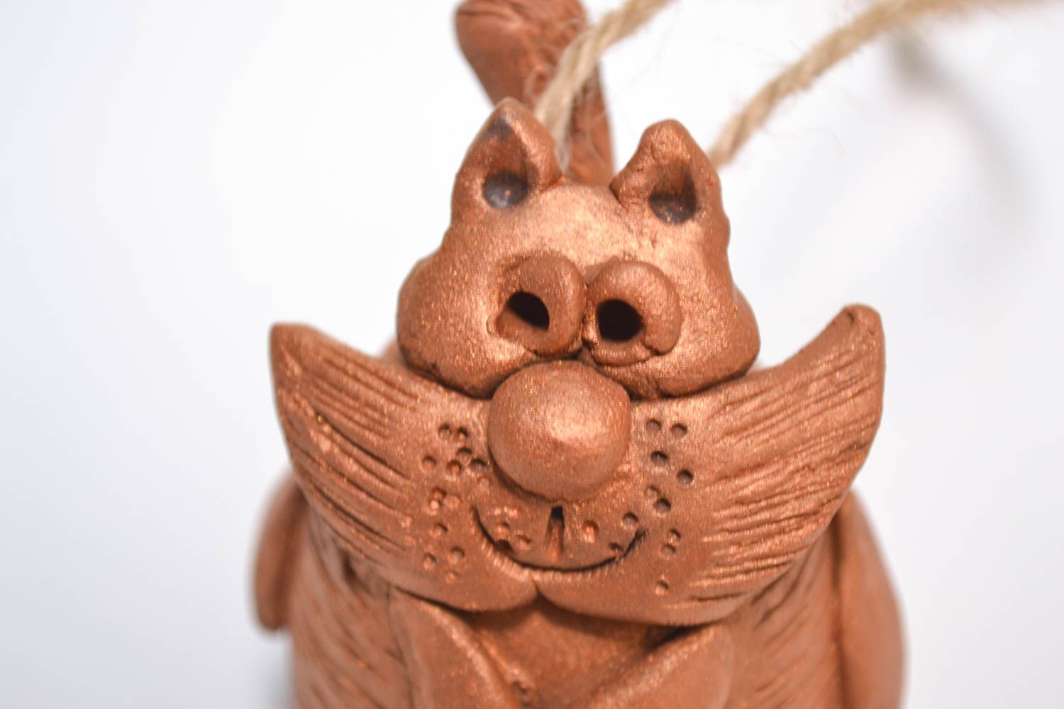 Cloche sonnette Déco maison fait main Suspension décorative figurine chat photo 3