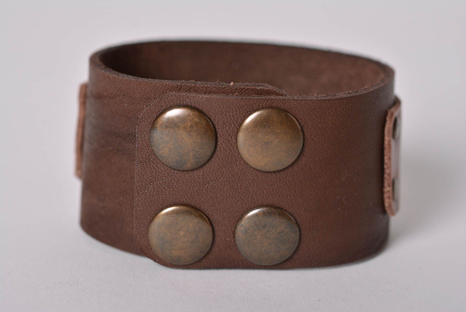 Wide leather bracelet handmade decoration leather unique gift handmade products photo 3
