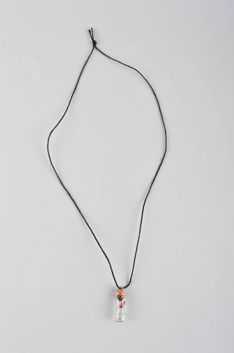 Pendentif fiole Bijou fait main en verre clair style marin Accessoire femme photo 2