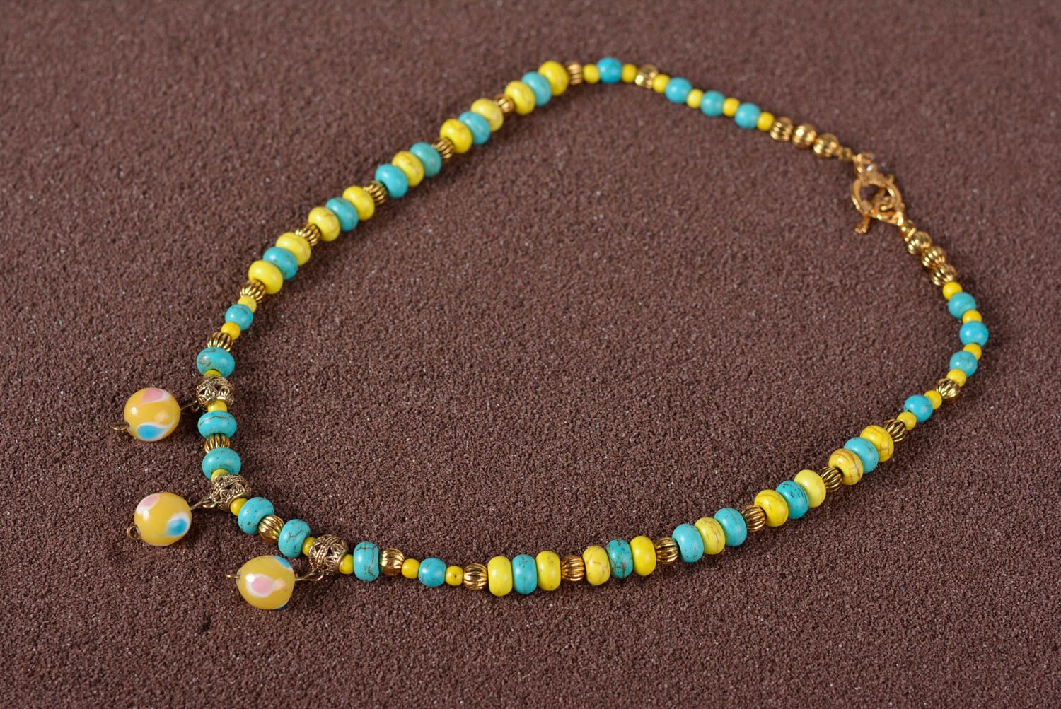 Designer necklace beaded handmade bijouterie unusual present for women photo 1