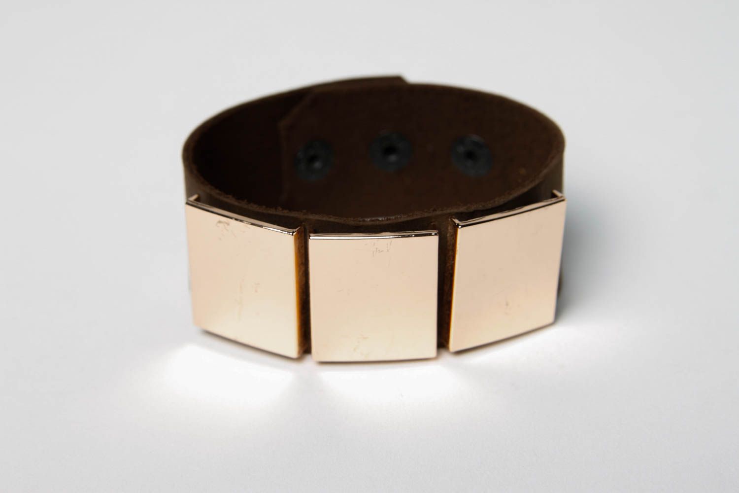 Handmade breites Armband aus Leder Designer Schmuck Accessoire für Frauen dunkel foto 3