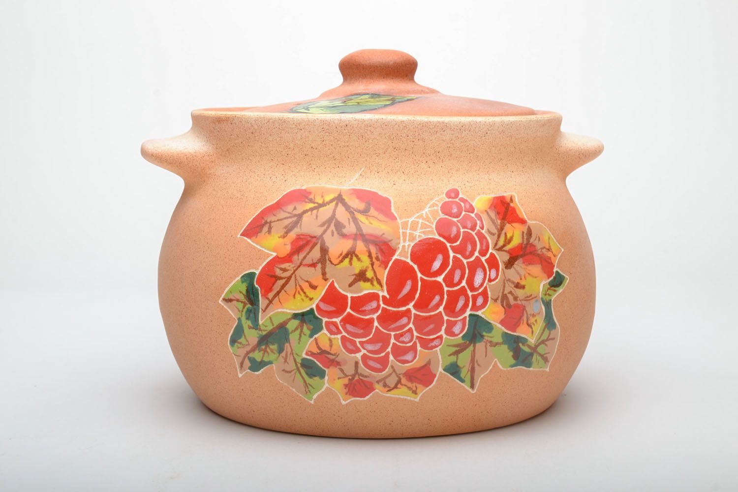 Handmade clay pan with painting photo 2