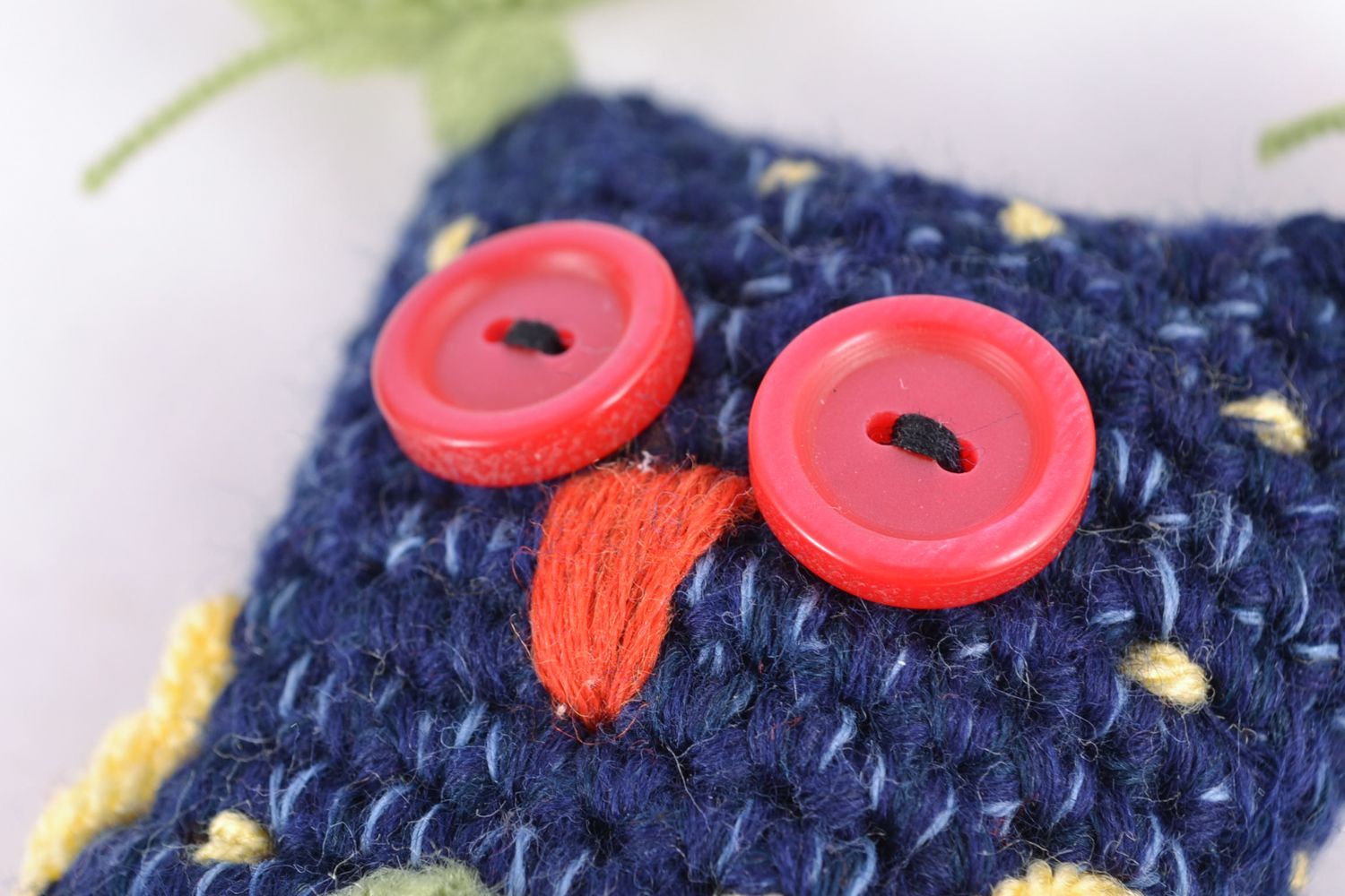 Petit doudou tricoté en coton, laine et acrylique fait main pour enfant Hibou  photo 3