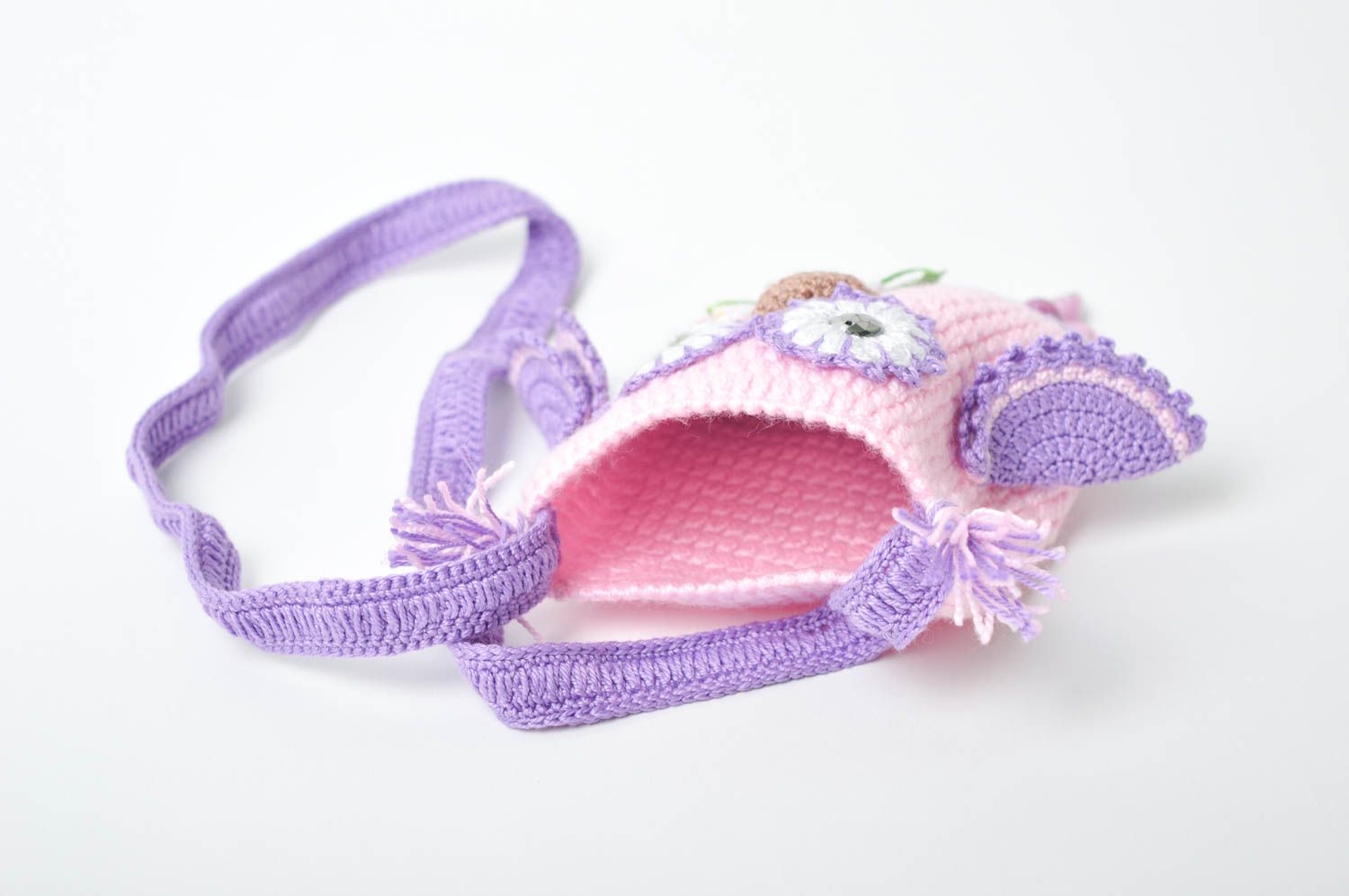 Umhängetasche Kinder handmade Handtasche Eule Mädchen Tasche klein lila rosa foto 5