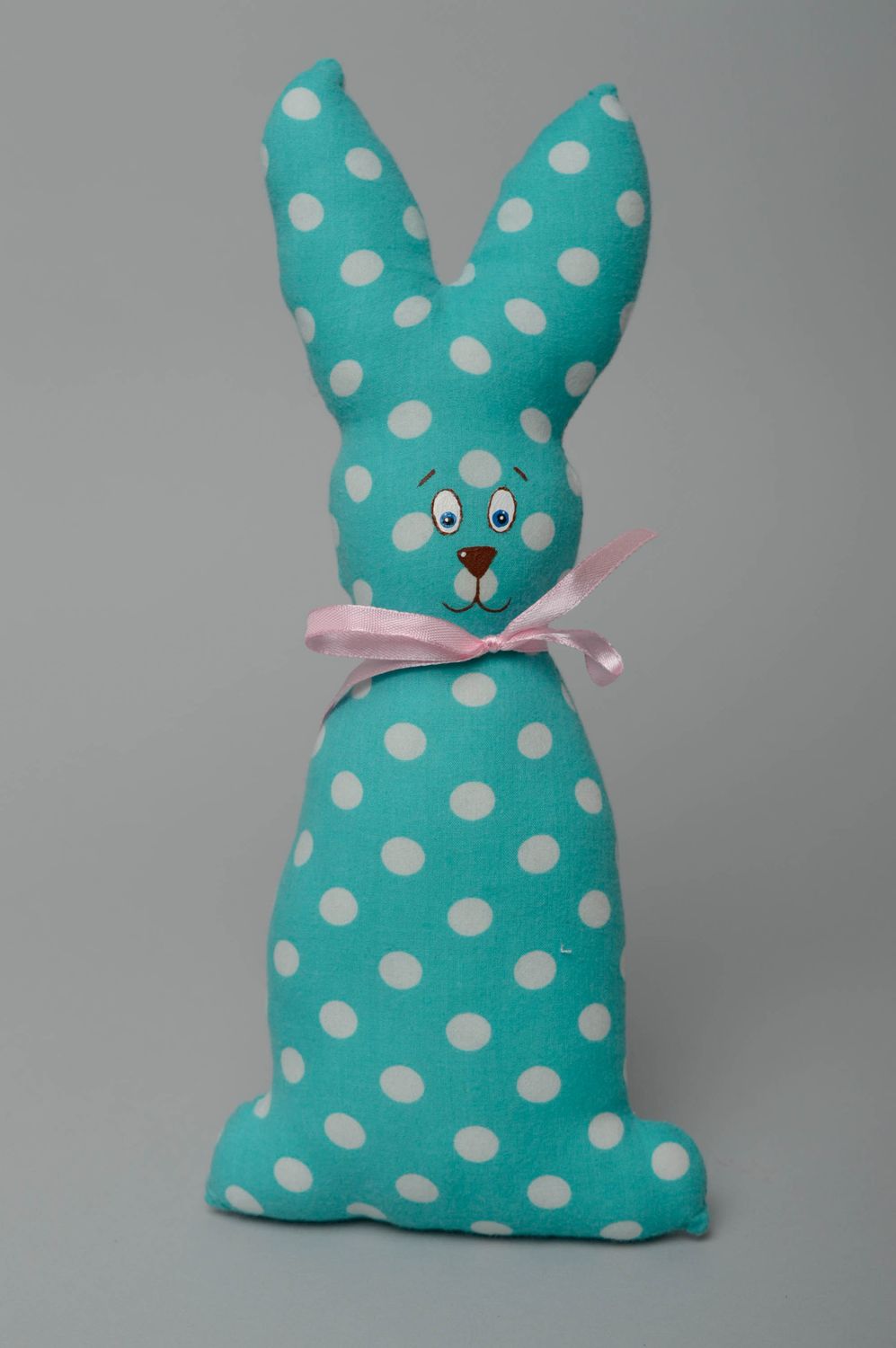 Handmade soft toy Turquoise Polka Dot Rabbit photo 1