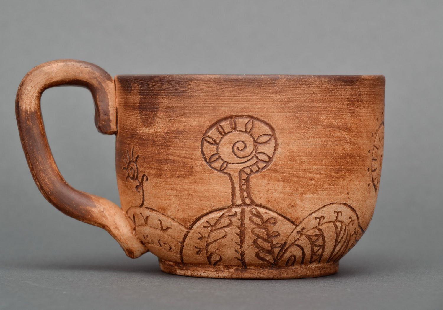 Tasse céramique fait main Mug original en argile Vaisselle design marron photo 3