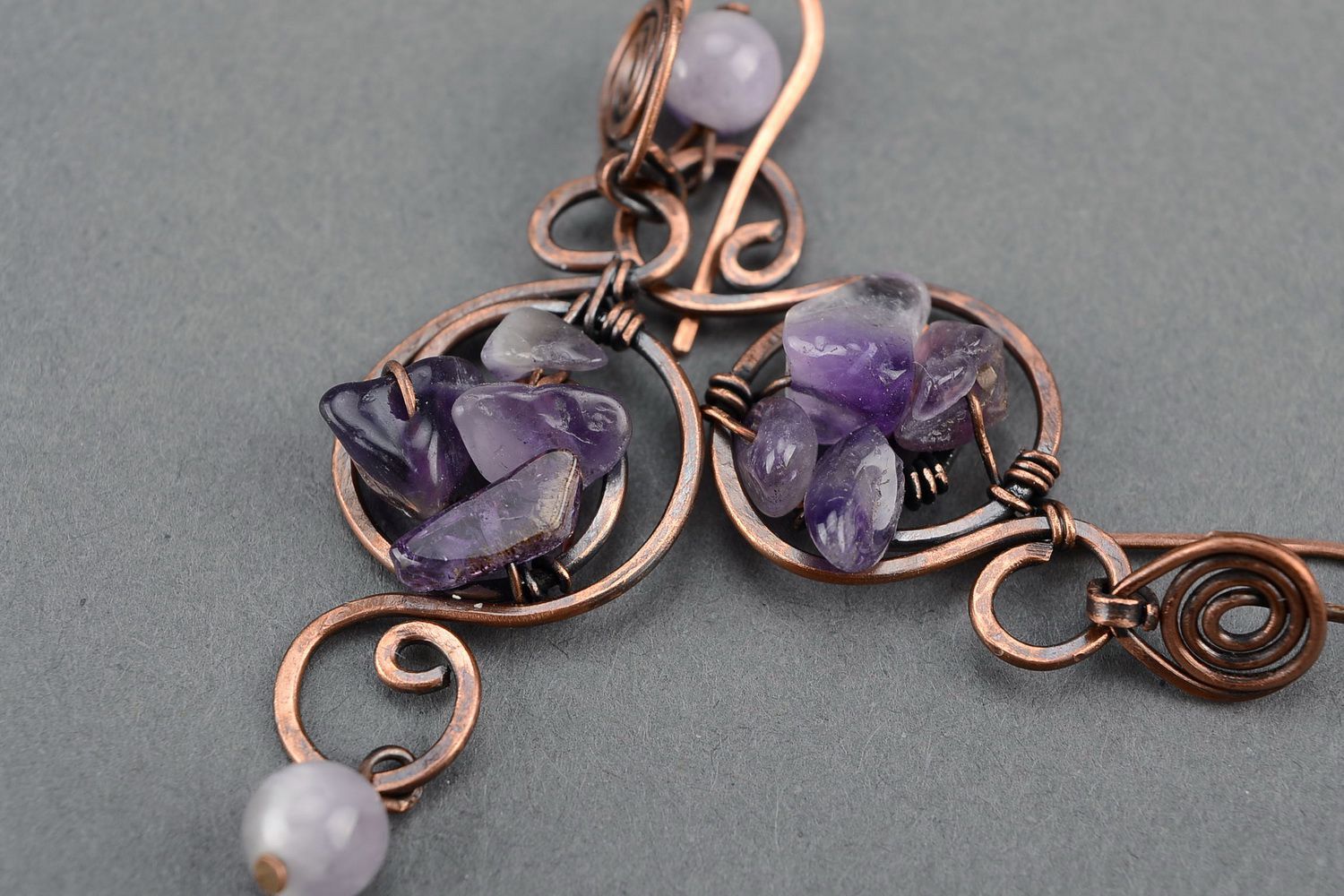 Earrings wire wrap with amethyst photo 3