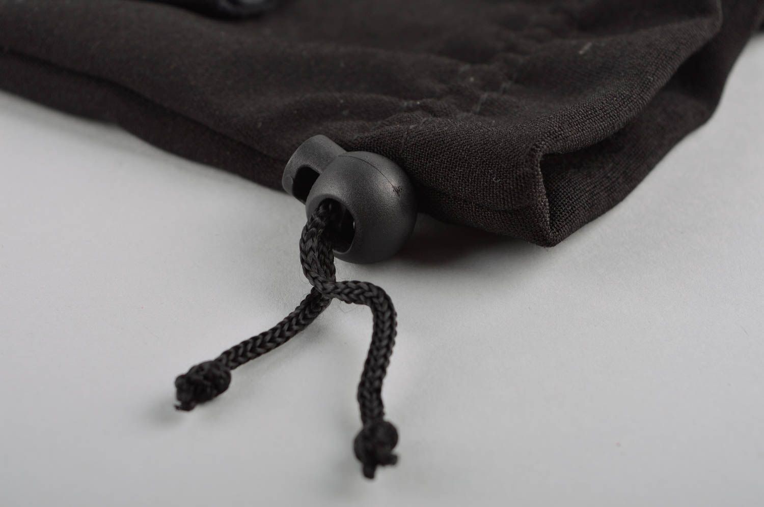 Женский кошелек мешочек для монет ручной работы кошелек из ткани черный фото 4