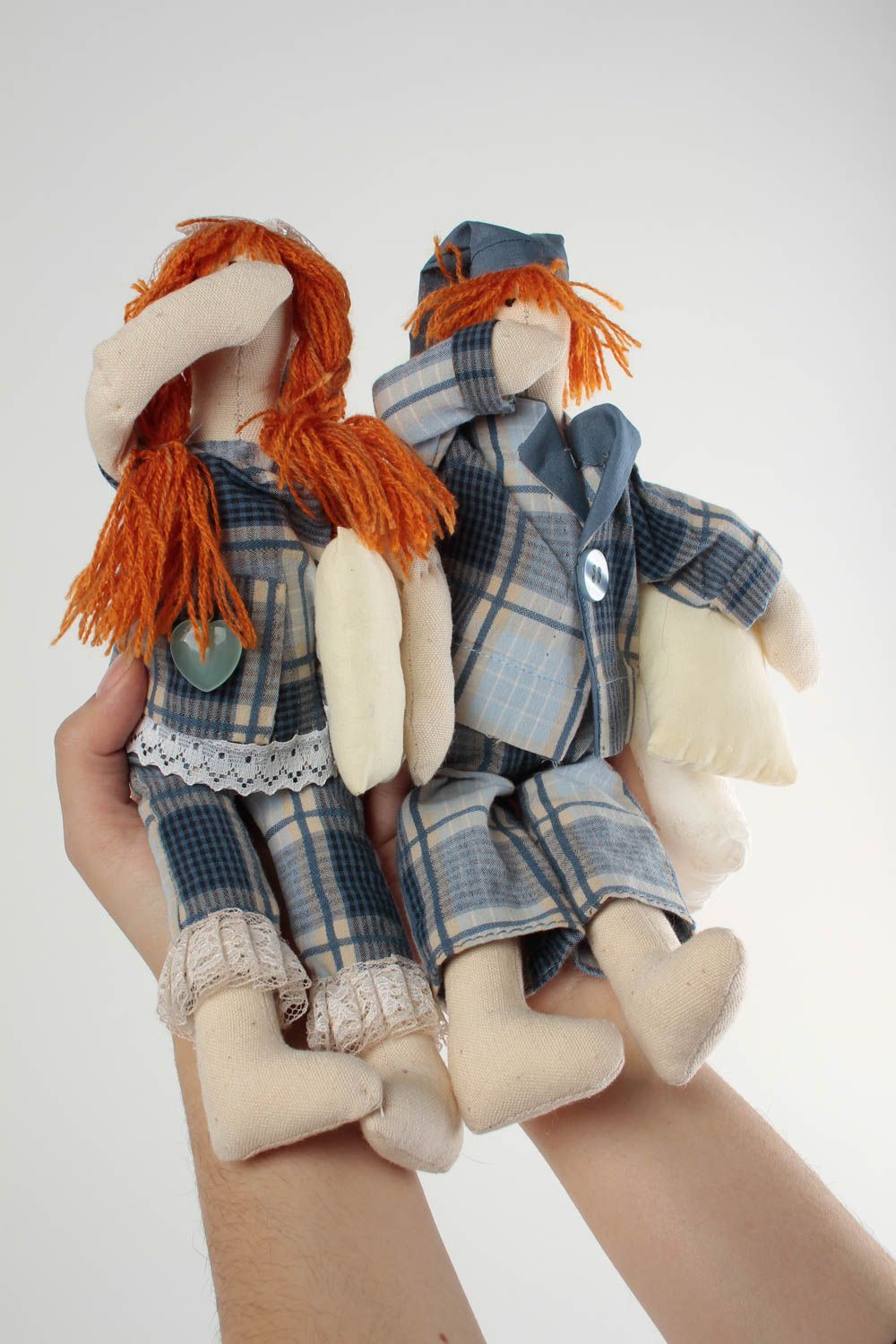 Puppen Set handmade Deko Puppen Haus Dekoration Designer Geschenk 2 Stück bunt foto 1