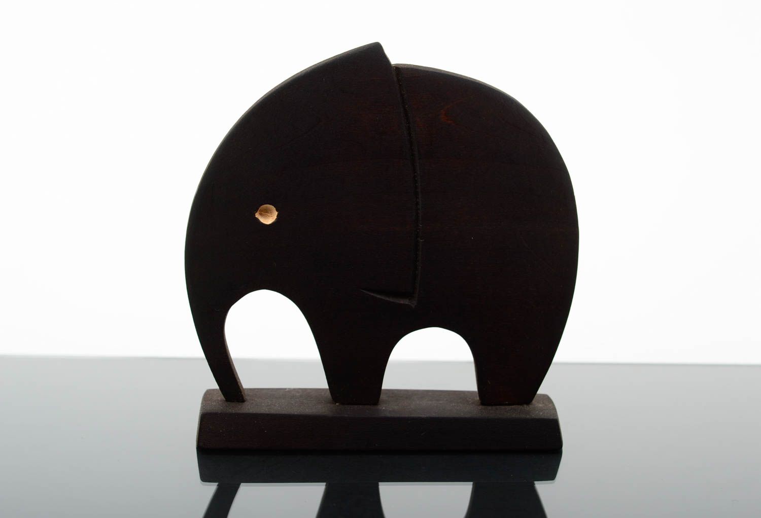 Handmade Deko Figur Holz Dekoration ausgefallenes Geschenk Elefant in Schwarz foto 1