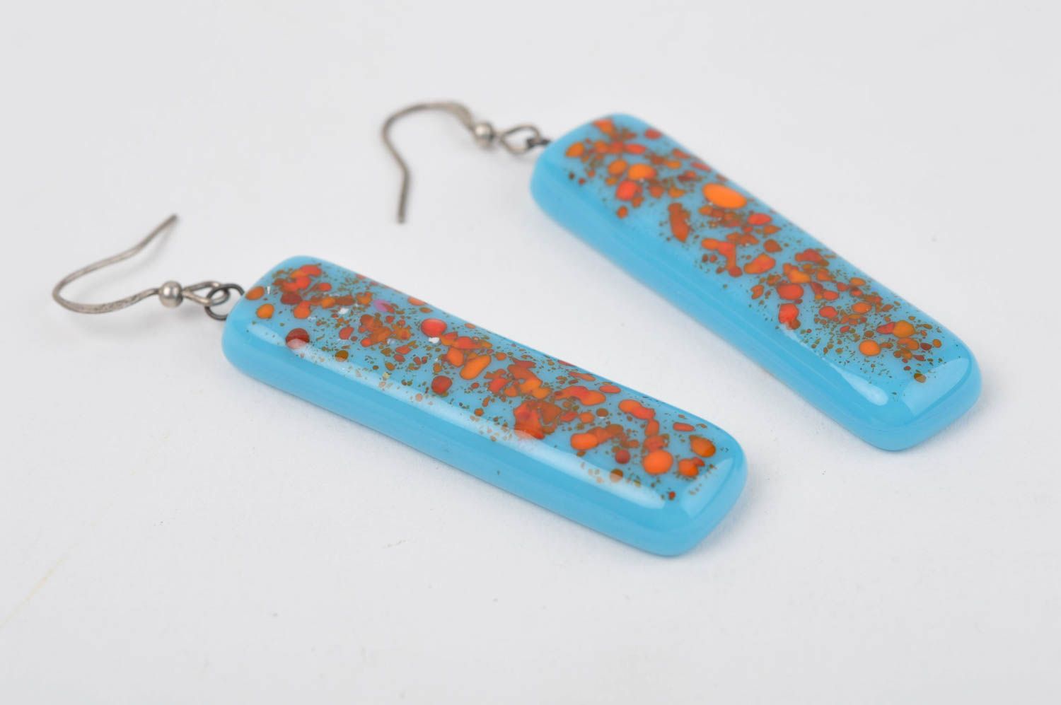 Handmade Glas Ohrringe in Blau Designer Schmuck Accessoire für Frauen Lampwork foto 4