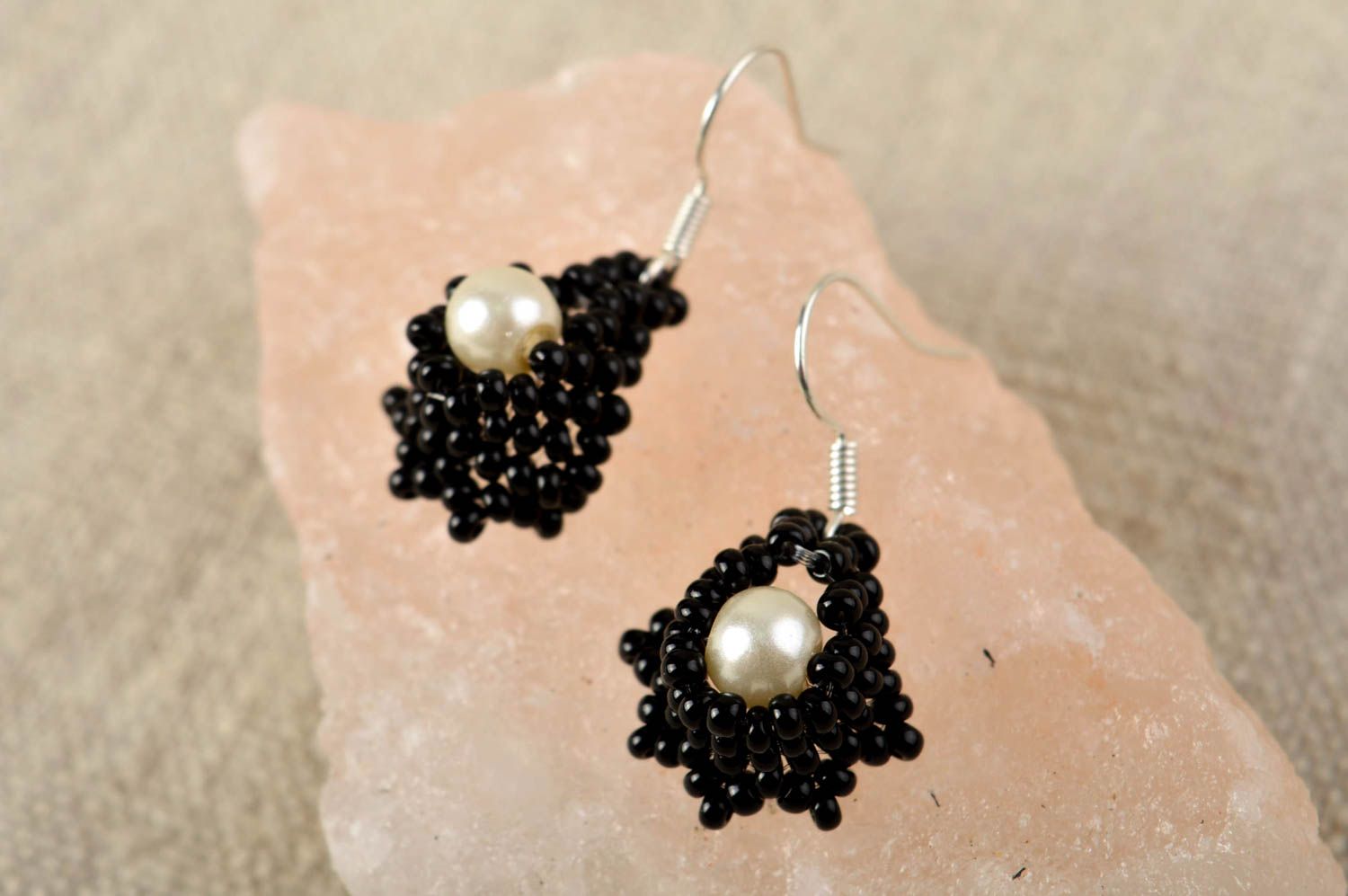 Handmade designer earrings unusual black earrings stylish cute jewelry photo 1