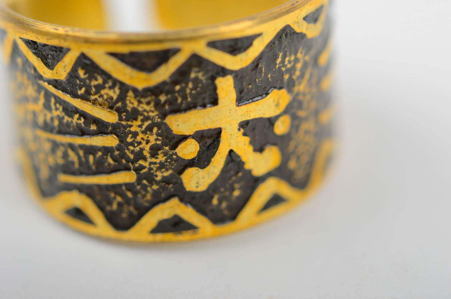 Handmade beautiful brass ring female stylish present unusual metal jewelry photo 5