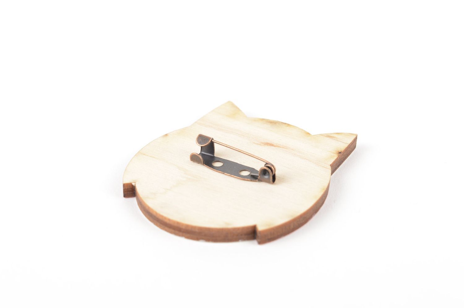 Broche de bisutería hecho a mano accesorio de madera para ropa regalo original   foto 5