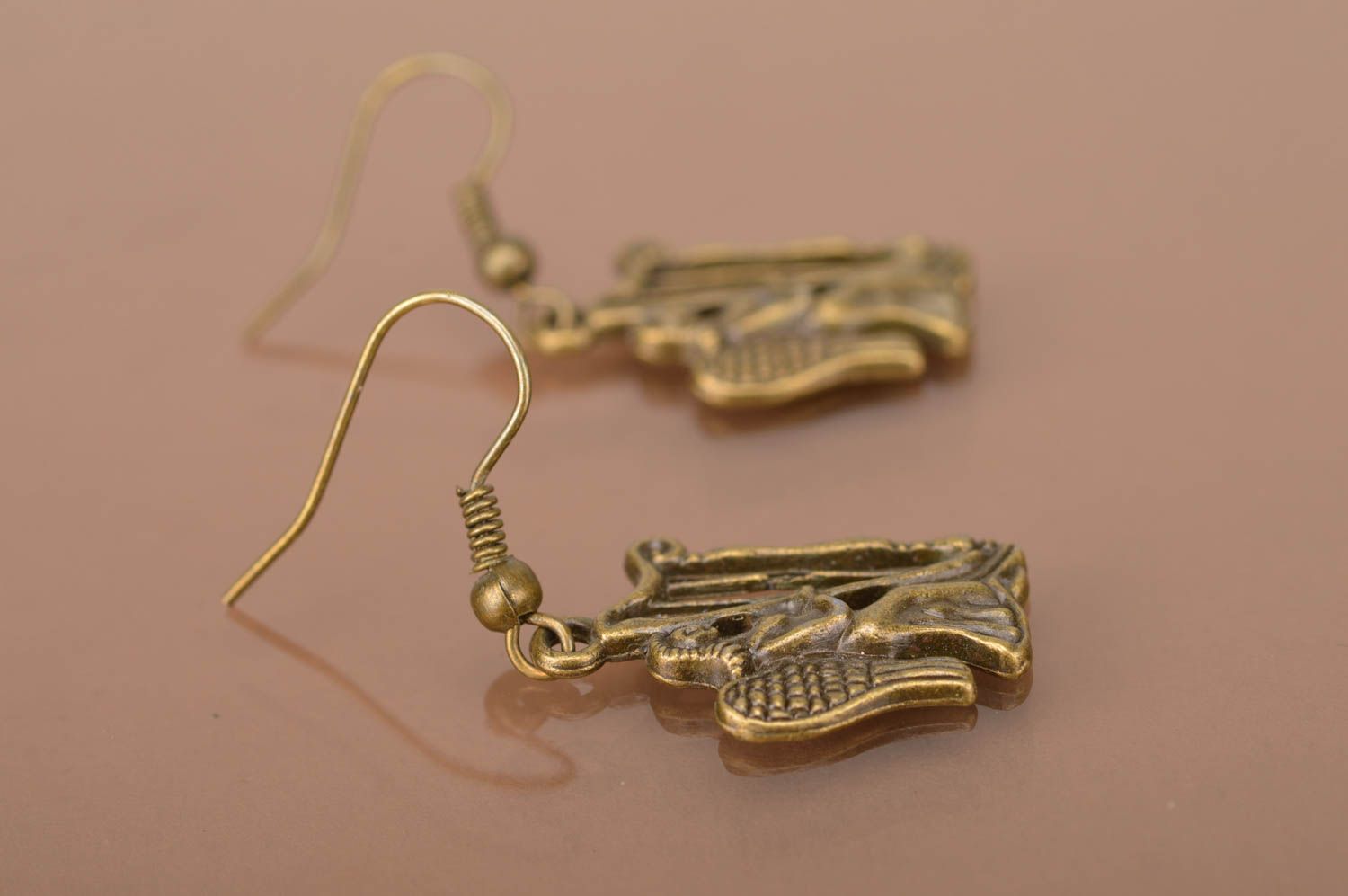 Boucles d'oreilles pendantes Bijoux fait main Cadeau pour femme en métal harpe photo 4