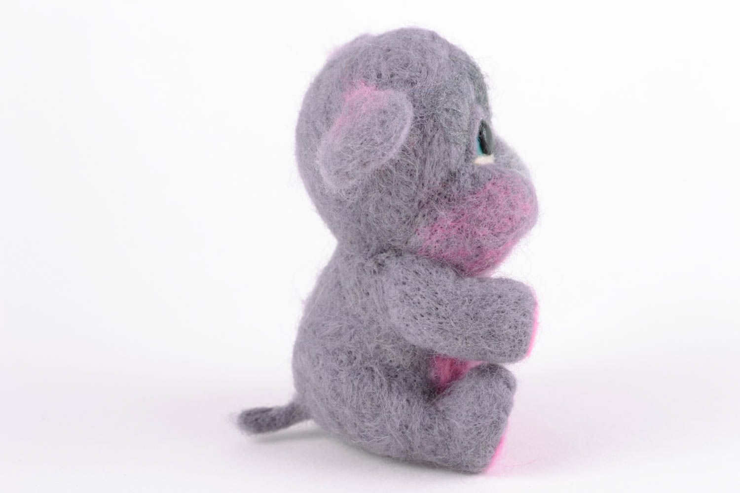 Petit jouet en laine feutrée hippopotame fait main original pour enfant déco photo 5