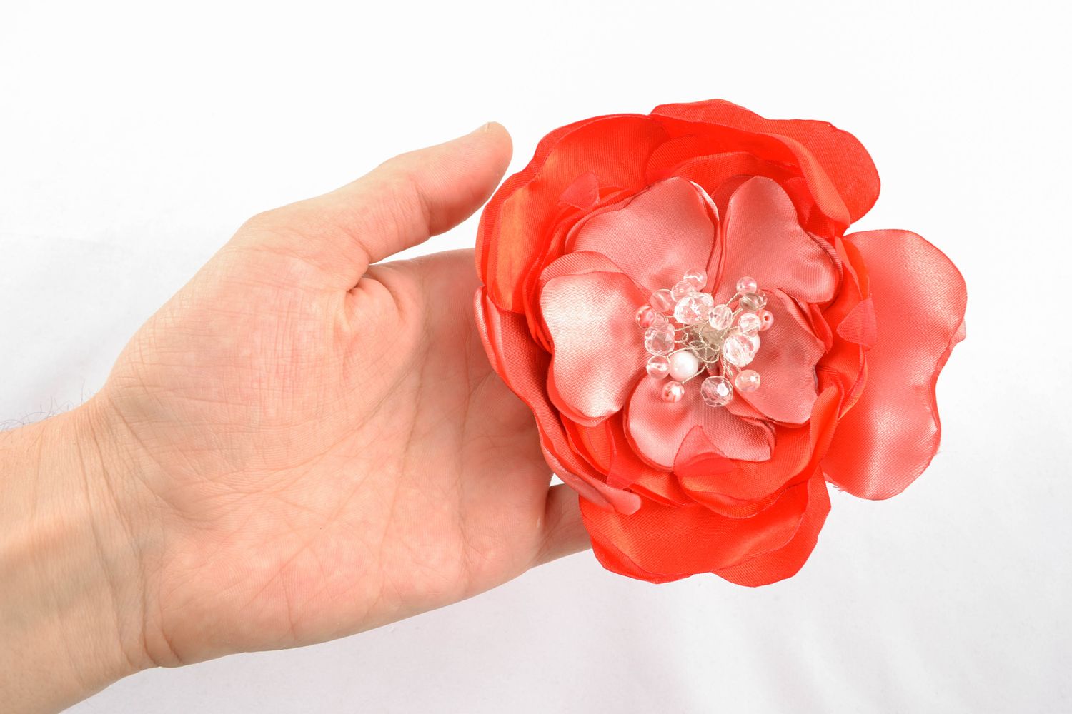 Broche en tissu fleur faite main photo 2