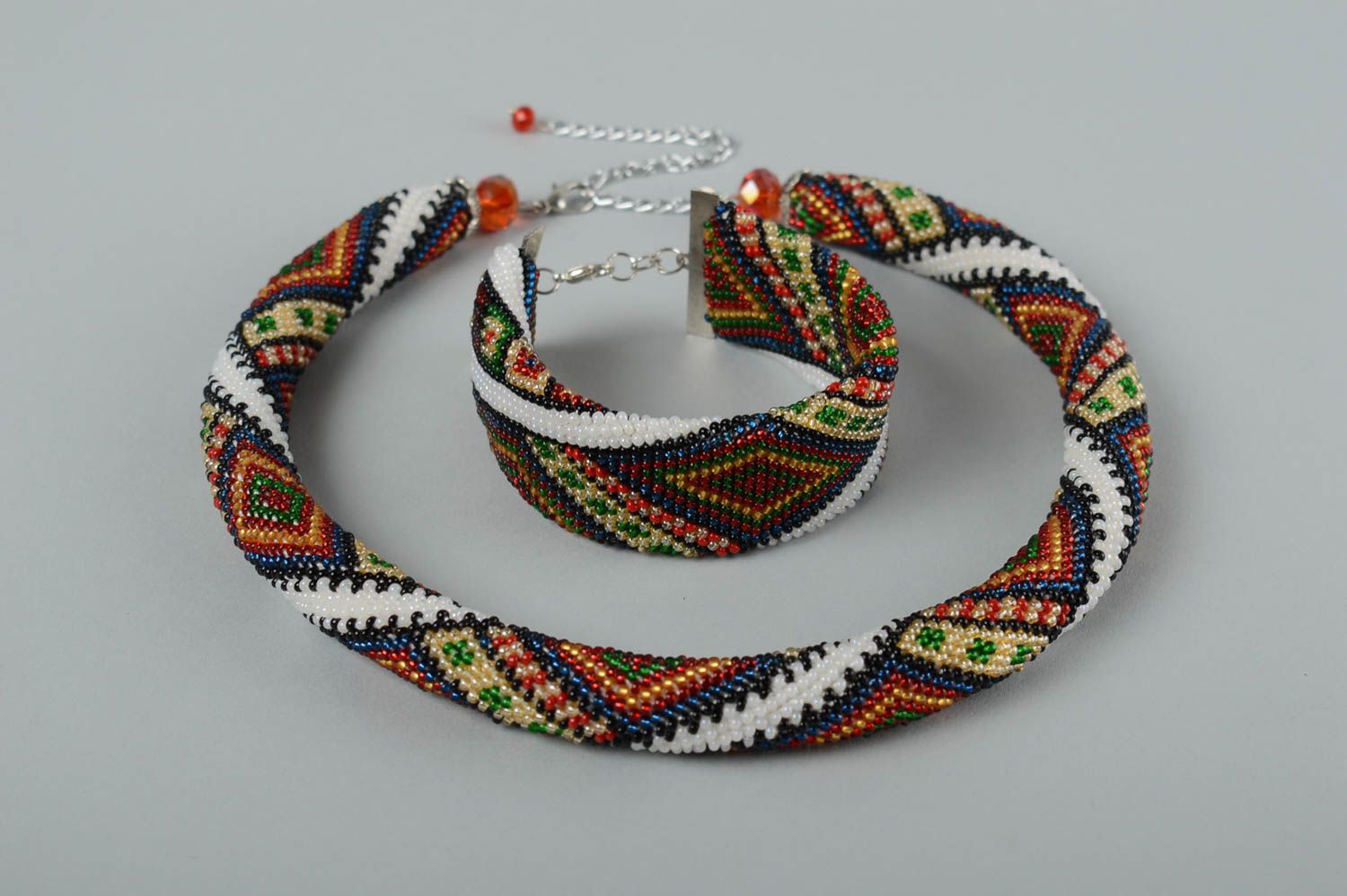 Schmuck Set aus Glasperlen handmade Collier Halskette Damen Armband schön foto 2